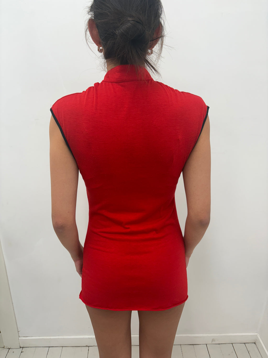 Red Cheongsam Style Dress Frog Closure Y2K