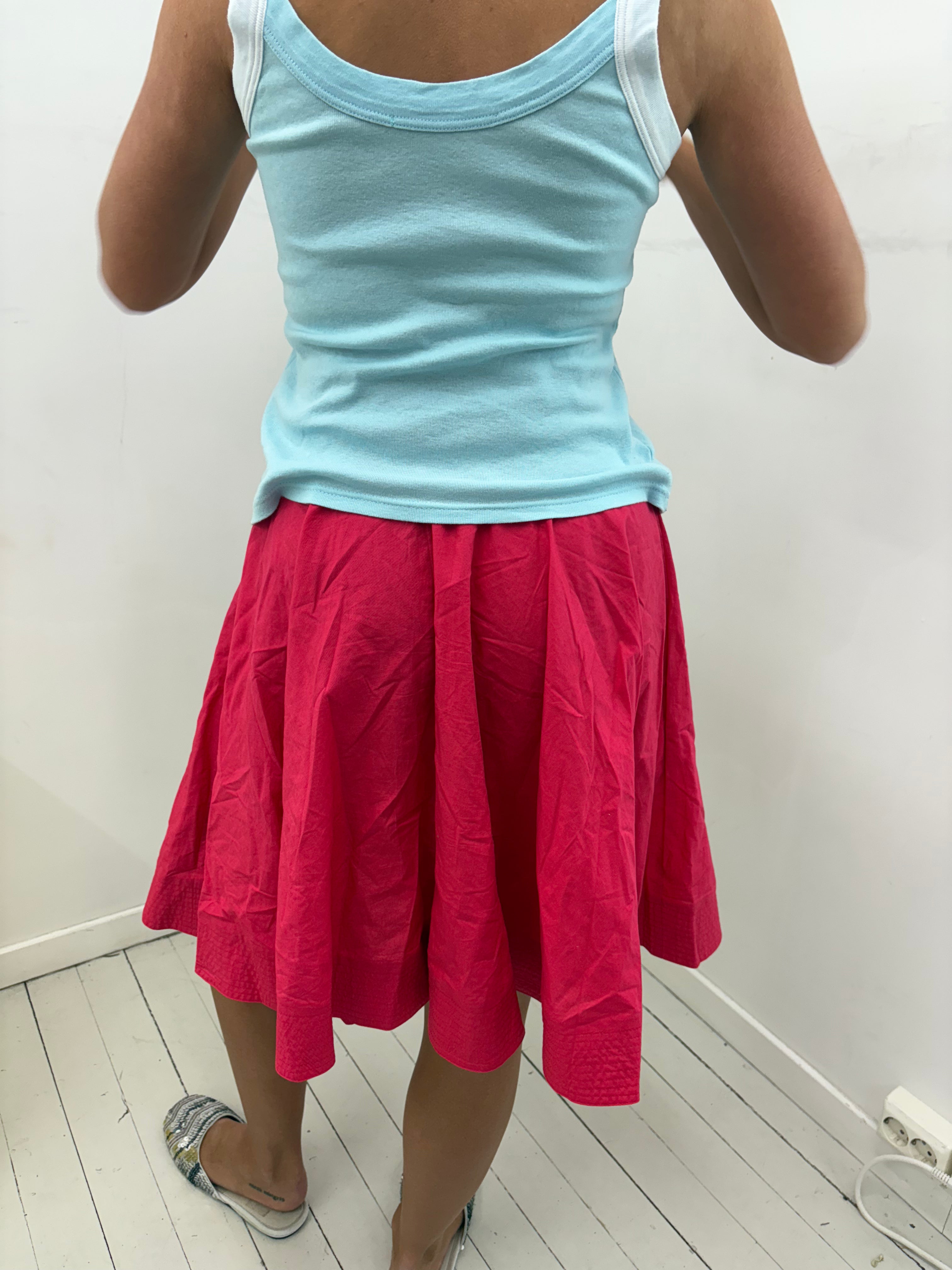 Hot Pink Wide Waistband Circle Midi Skirt