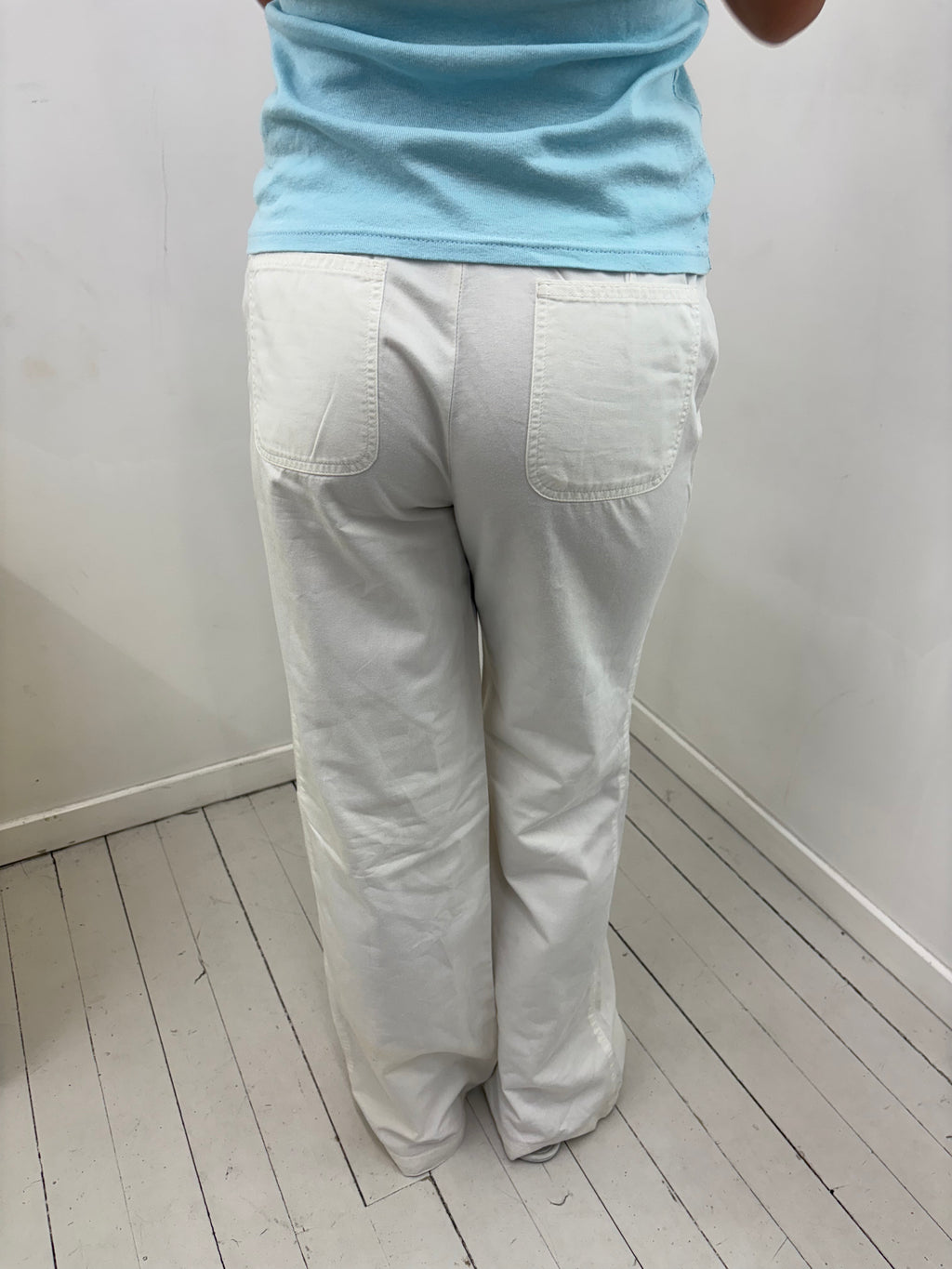Vintage Off-White Wide Leg Trousers Button Fly