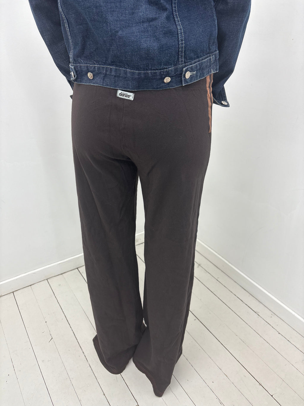 Y2K Brown Wide-Leg Track Pants