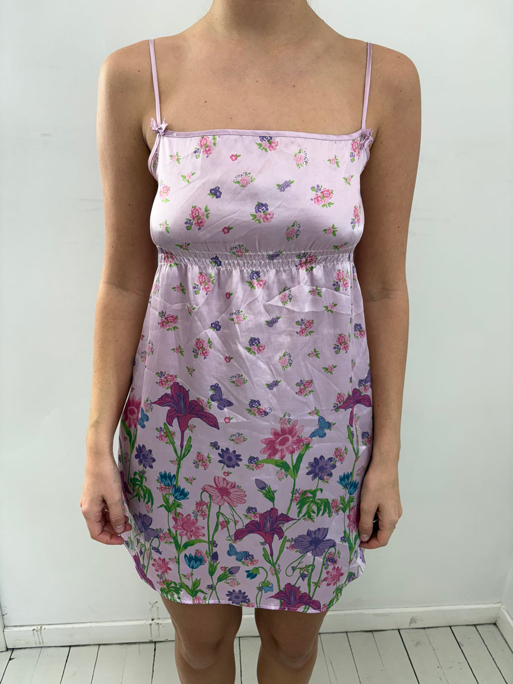 Pastel Pink Floral Mini Slip Dress