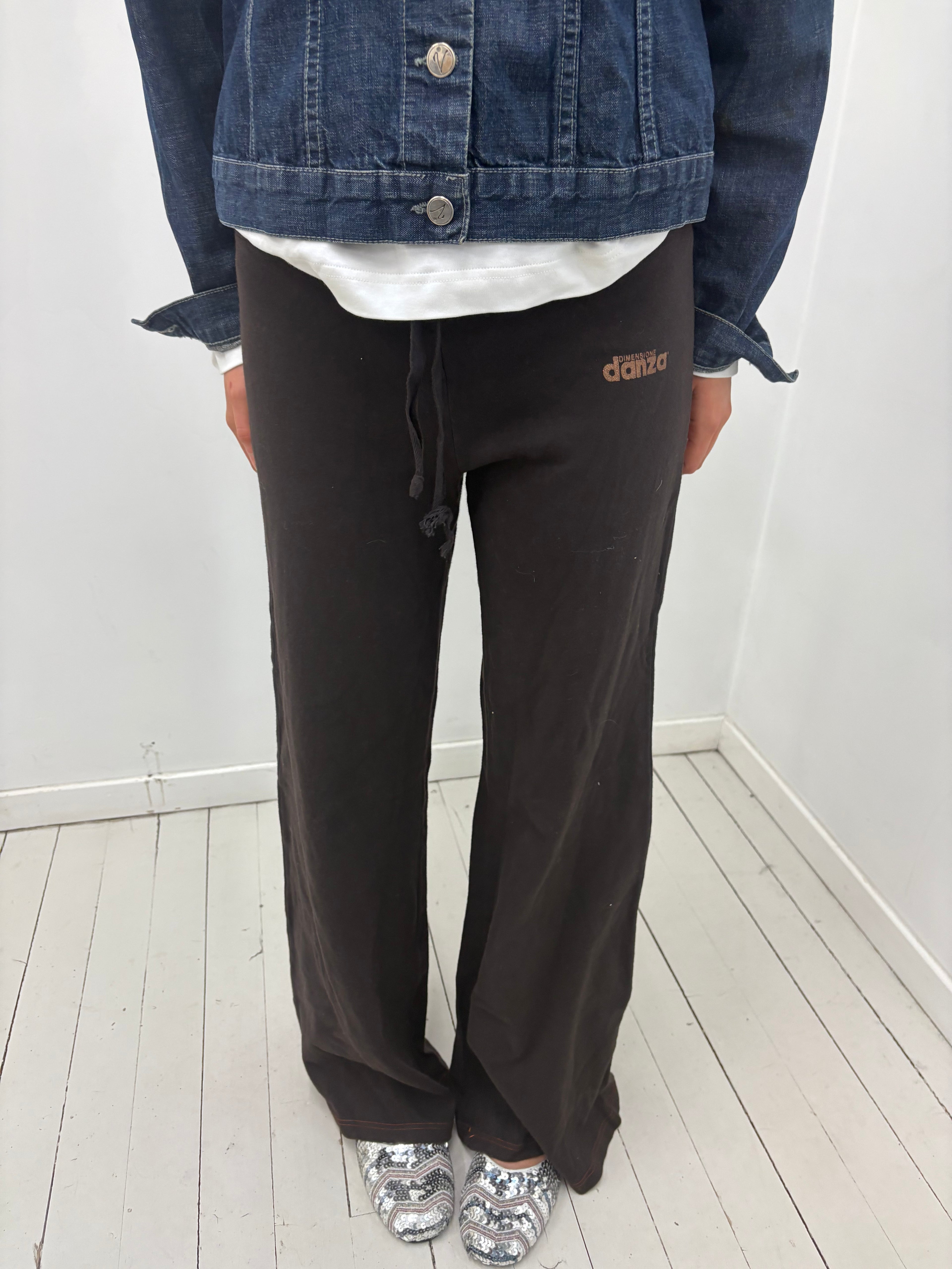 Y2K Brown Wide-Leg Track Pants