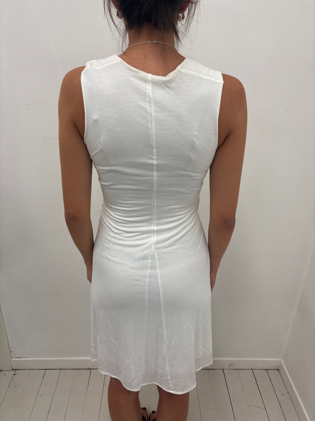 White Draped Dress Jeweled Waist Y2K