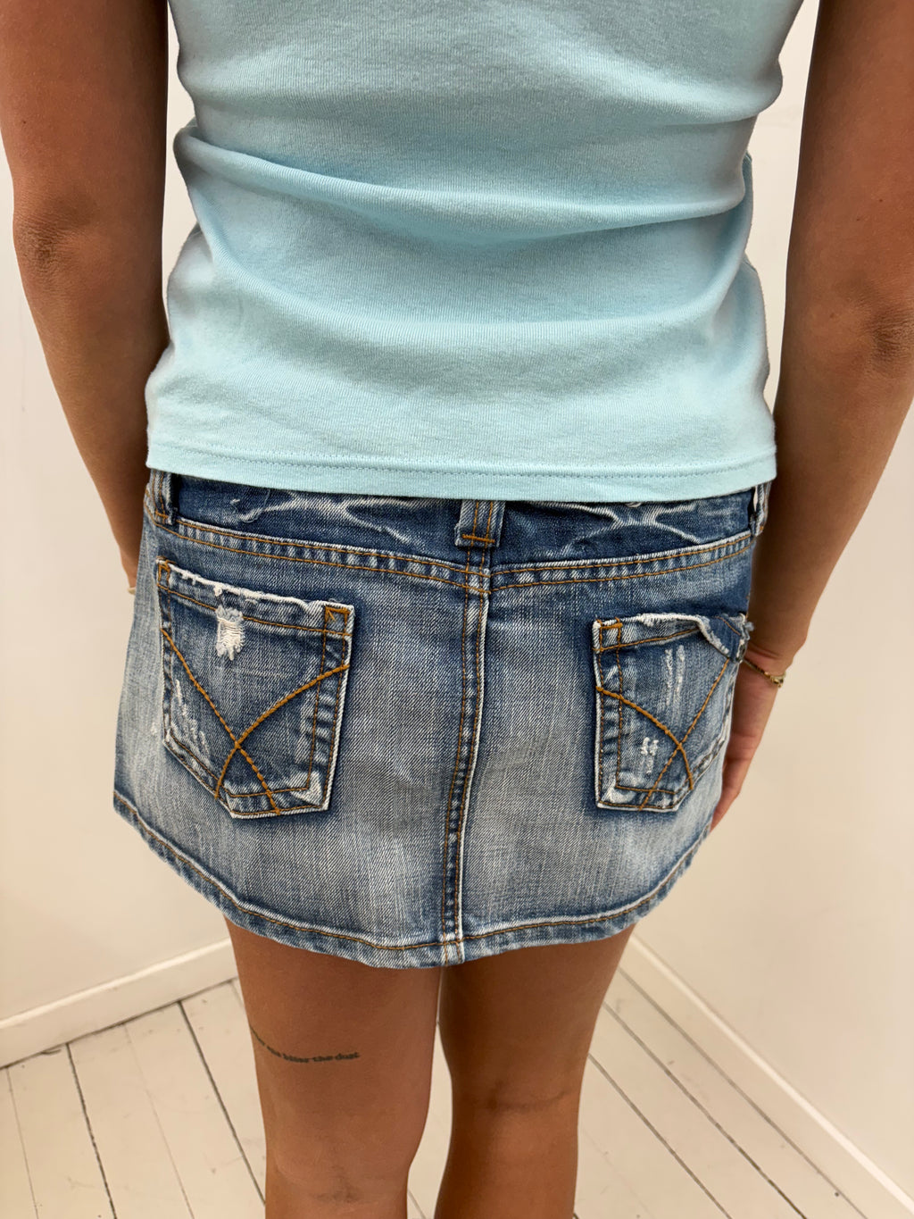 Low-Rise Faded Denim Mini Skirt Y2K