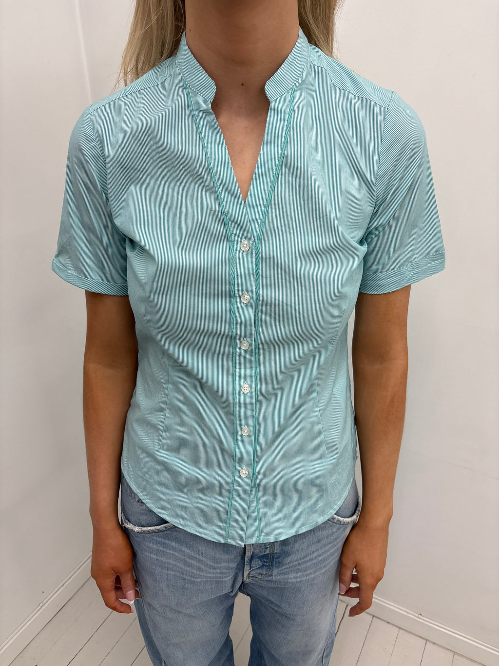 Mint pinstripe blouse