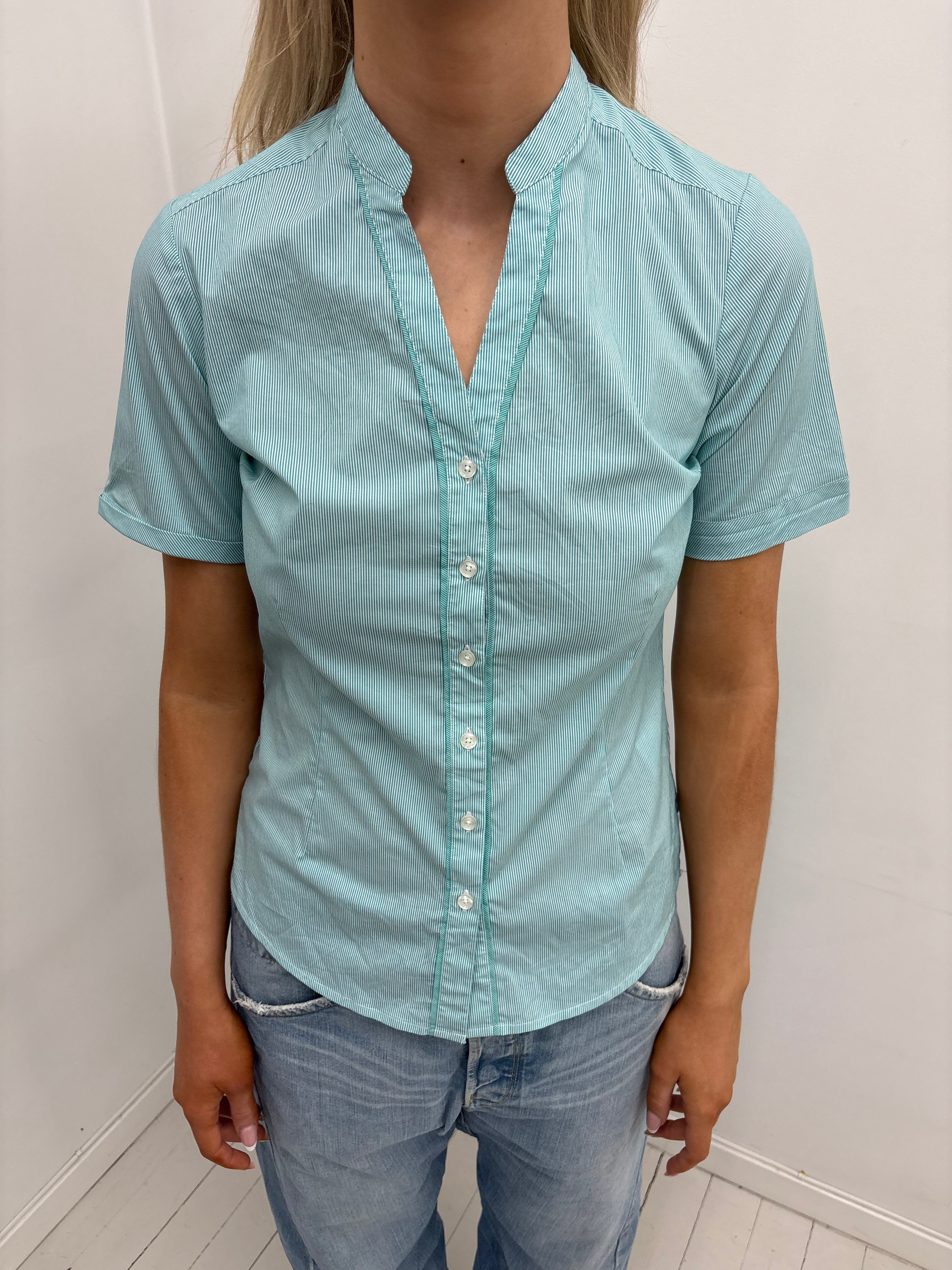 Mint pinstripe blouse