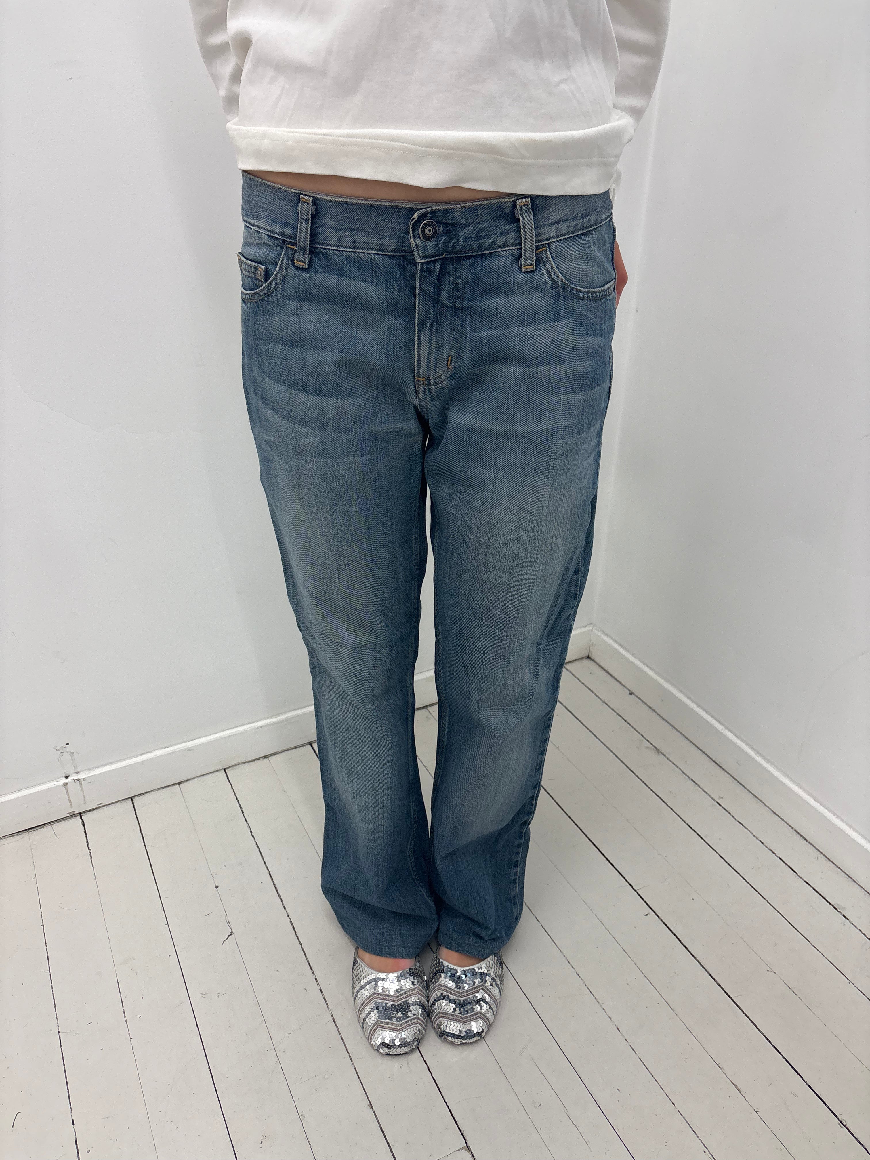 Y2K Light Wash Low-Rise Flared Jeans