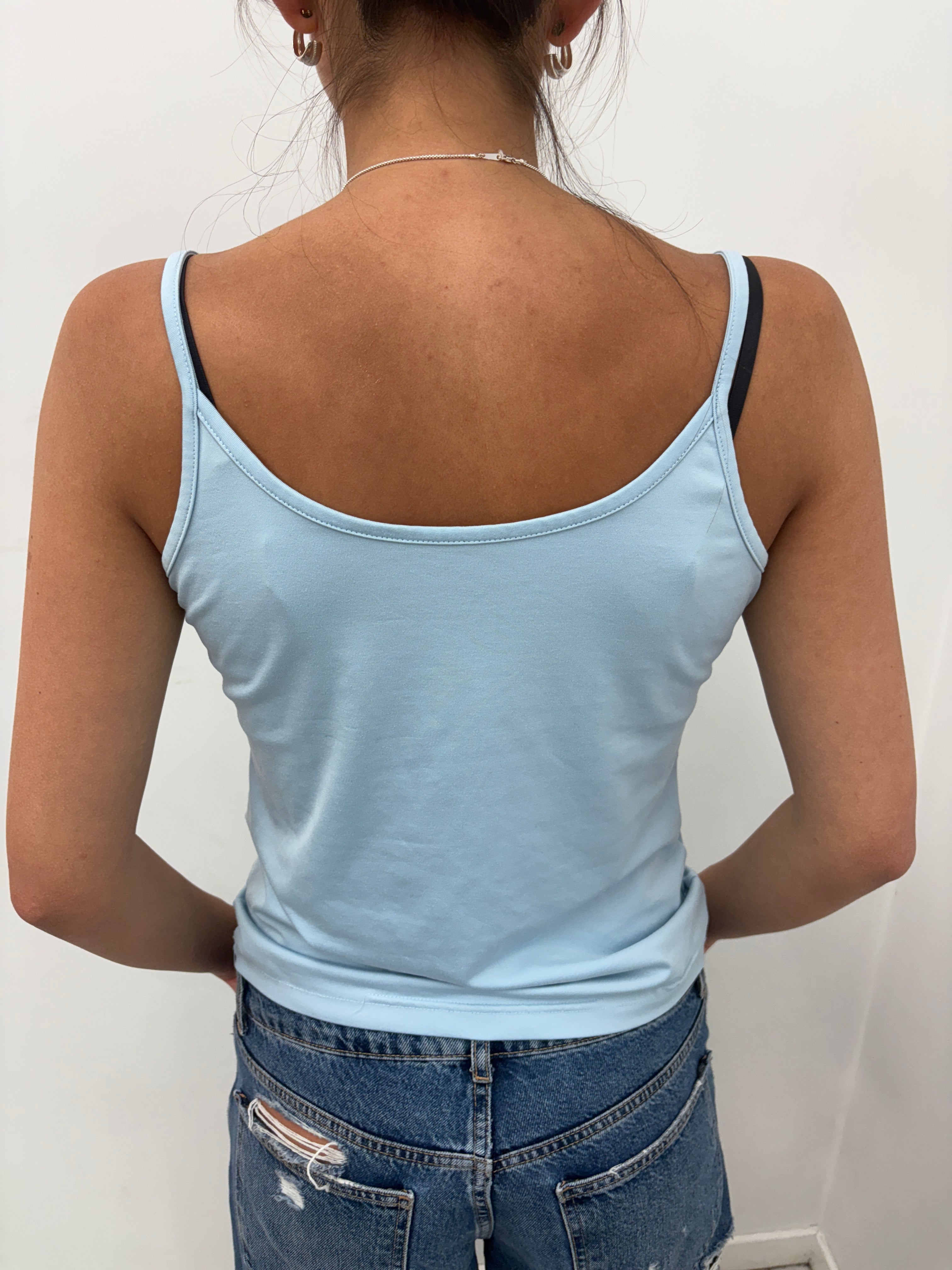 Light Blue Basic Scoop Neck Cami Top