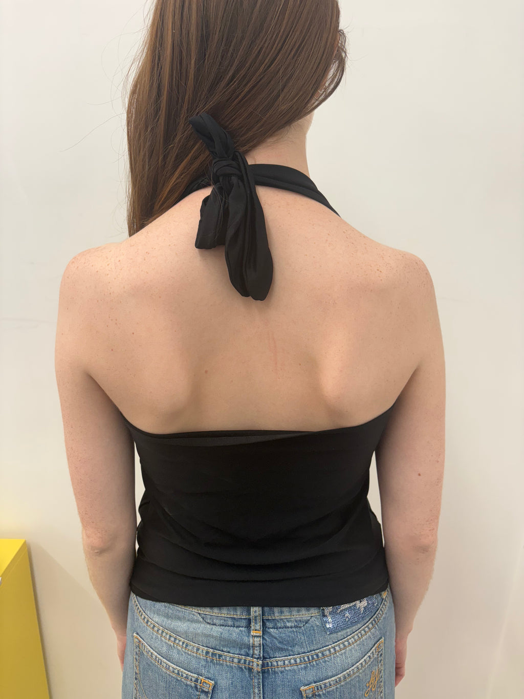 Black Halter Neck Cowl Top Y2K Minimal
