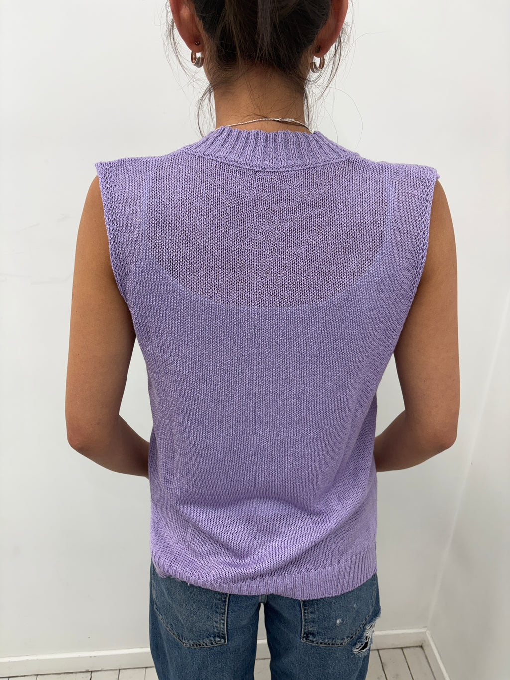 Lilac Knit V-Neck Sweater Vest