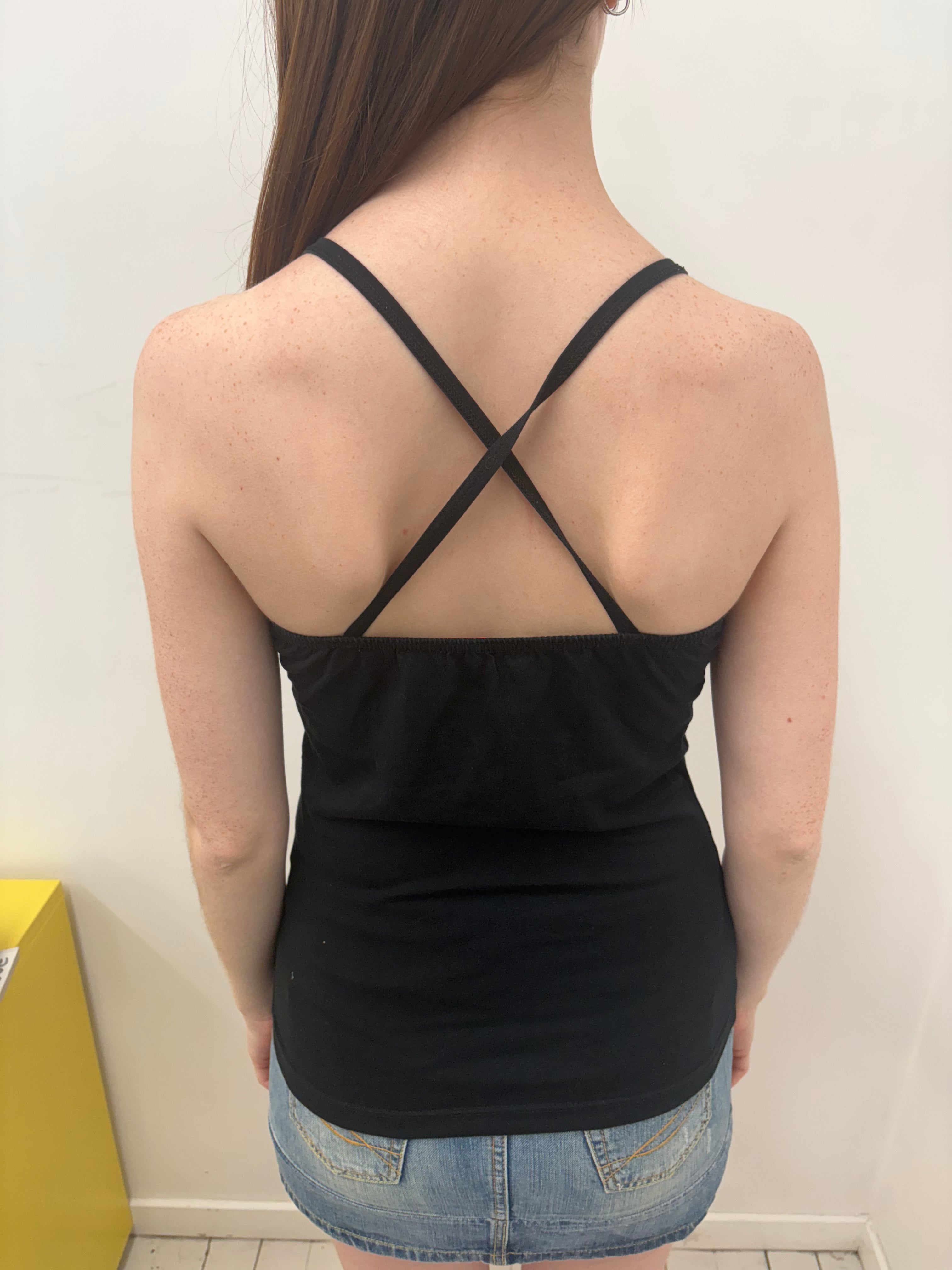 Black Halter Tank Allover Slogan Rhinestone Print