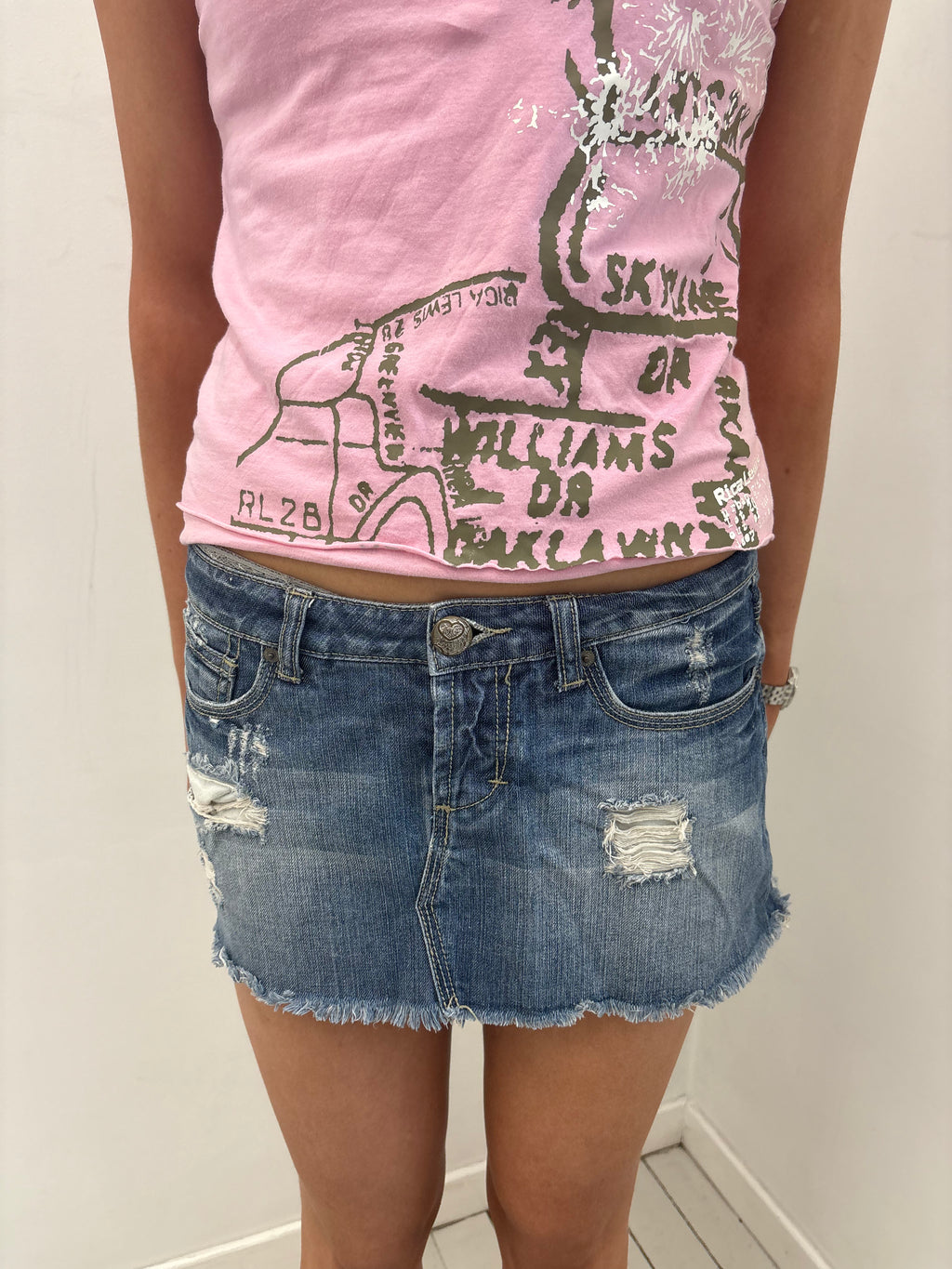 Y2K Distressed Denim Mini Skirt