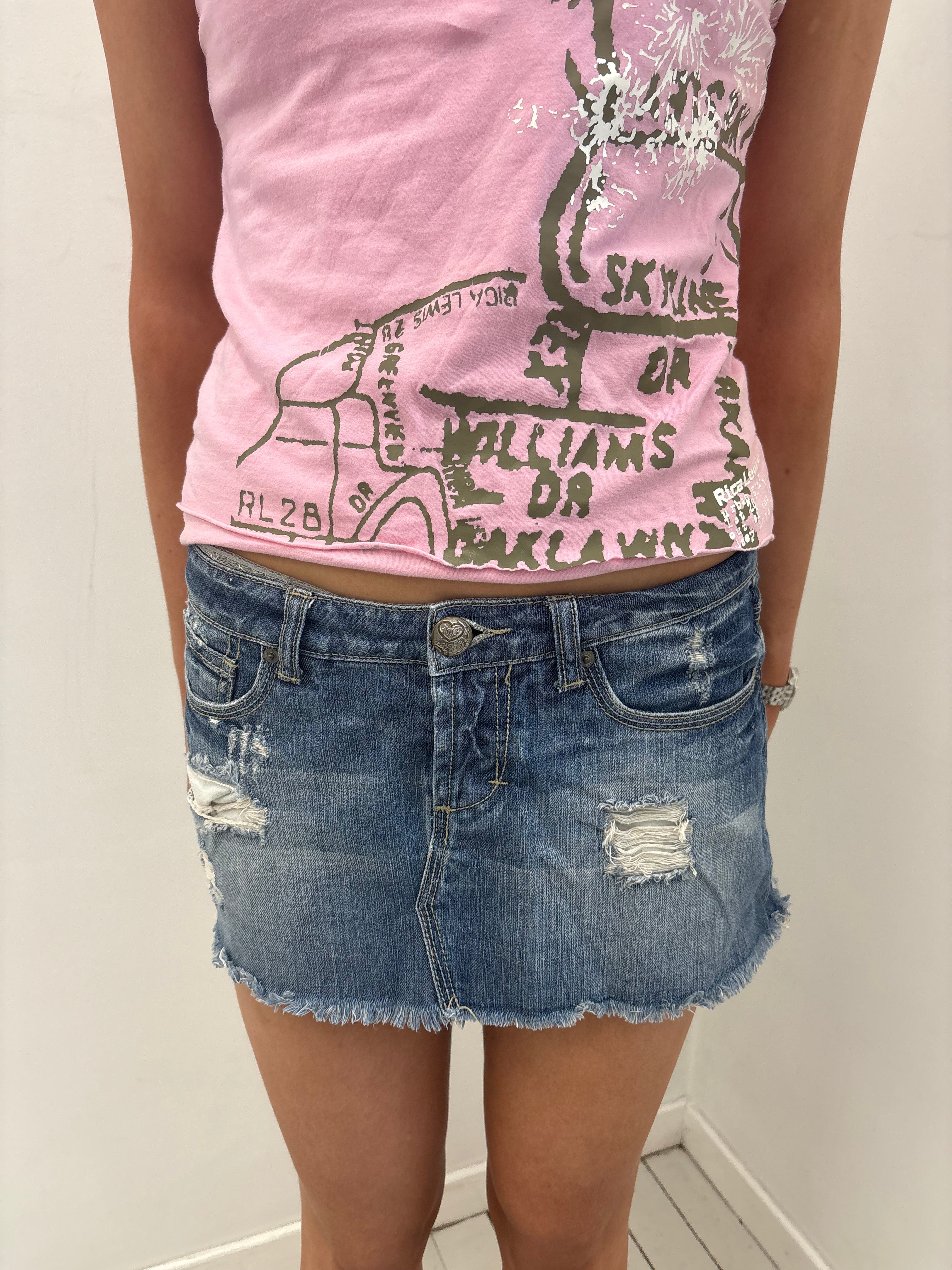 Y2K Distressed Denim Mini Skirt