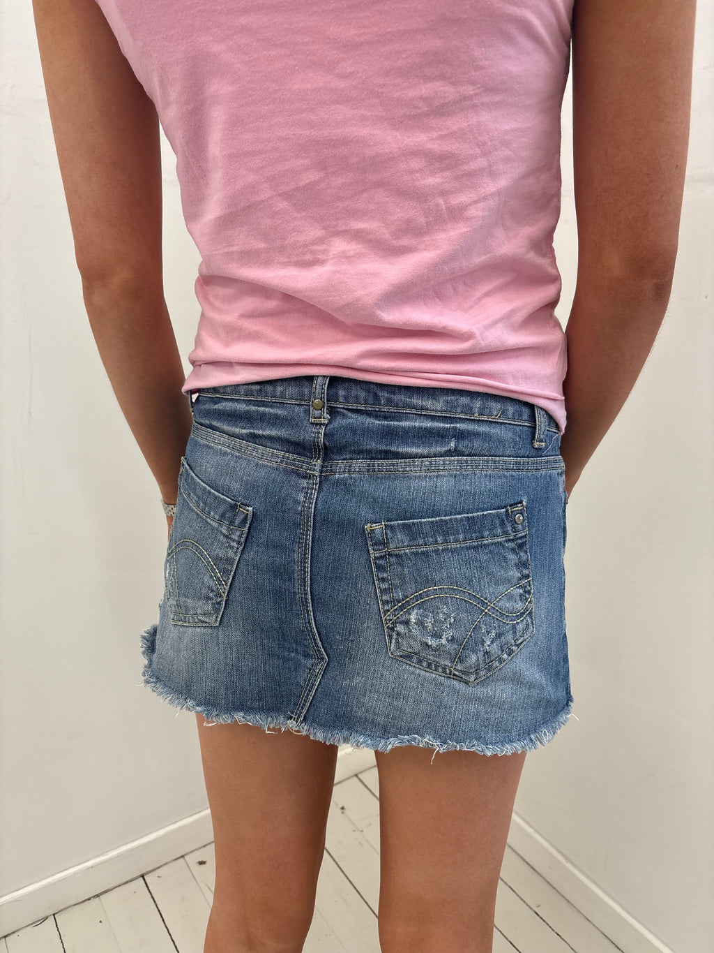 Y2K Distressed Denim Mini Skirt
