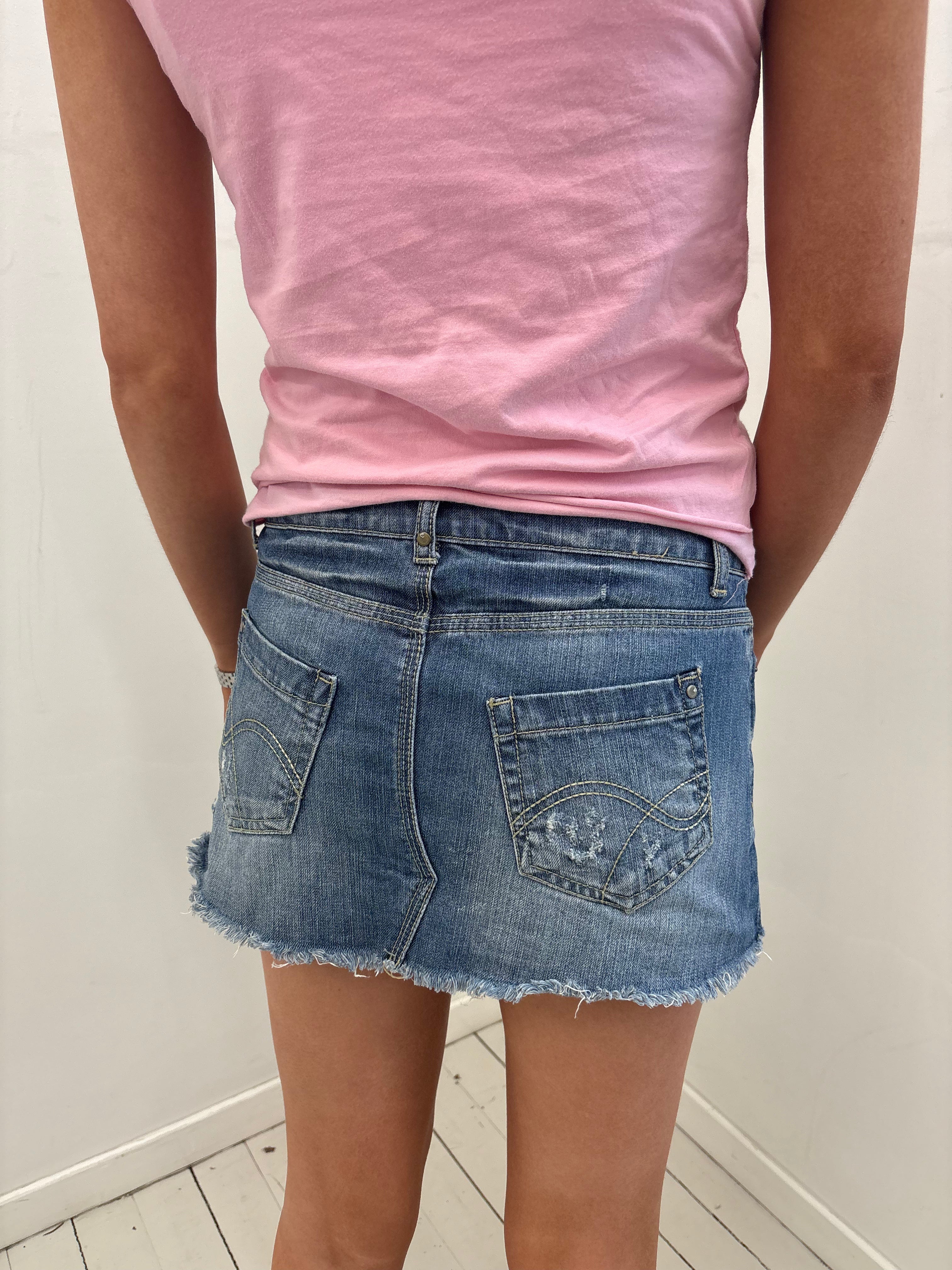 Y2K Distressed Denim Mini Skirt