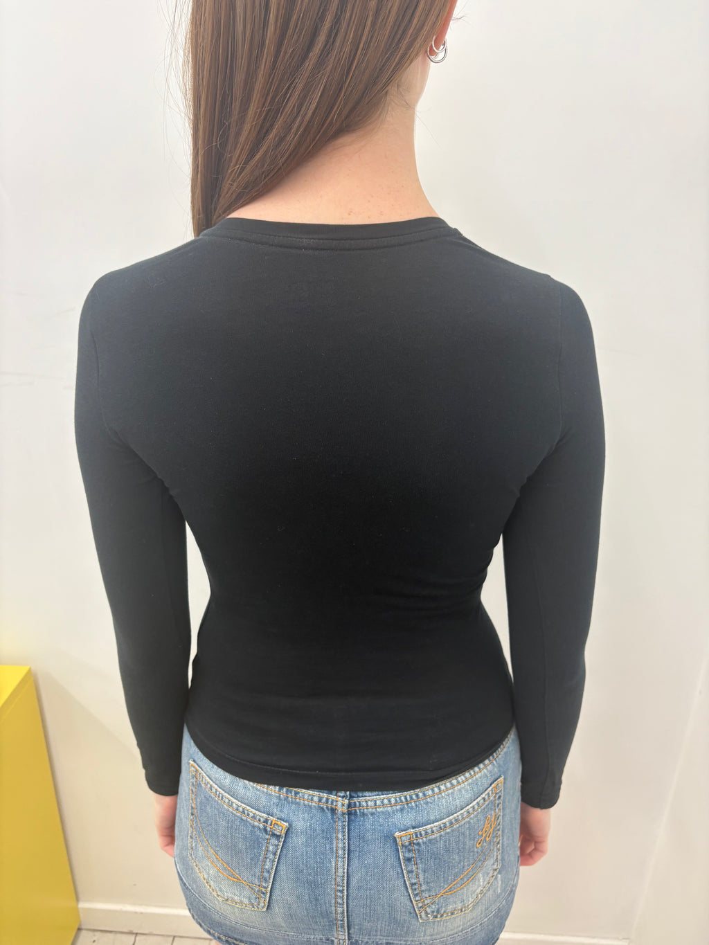 Black Calvin Klein Jeans Rhinestone Logo Long Sleeve