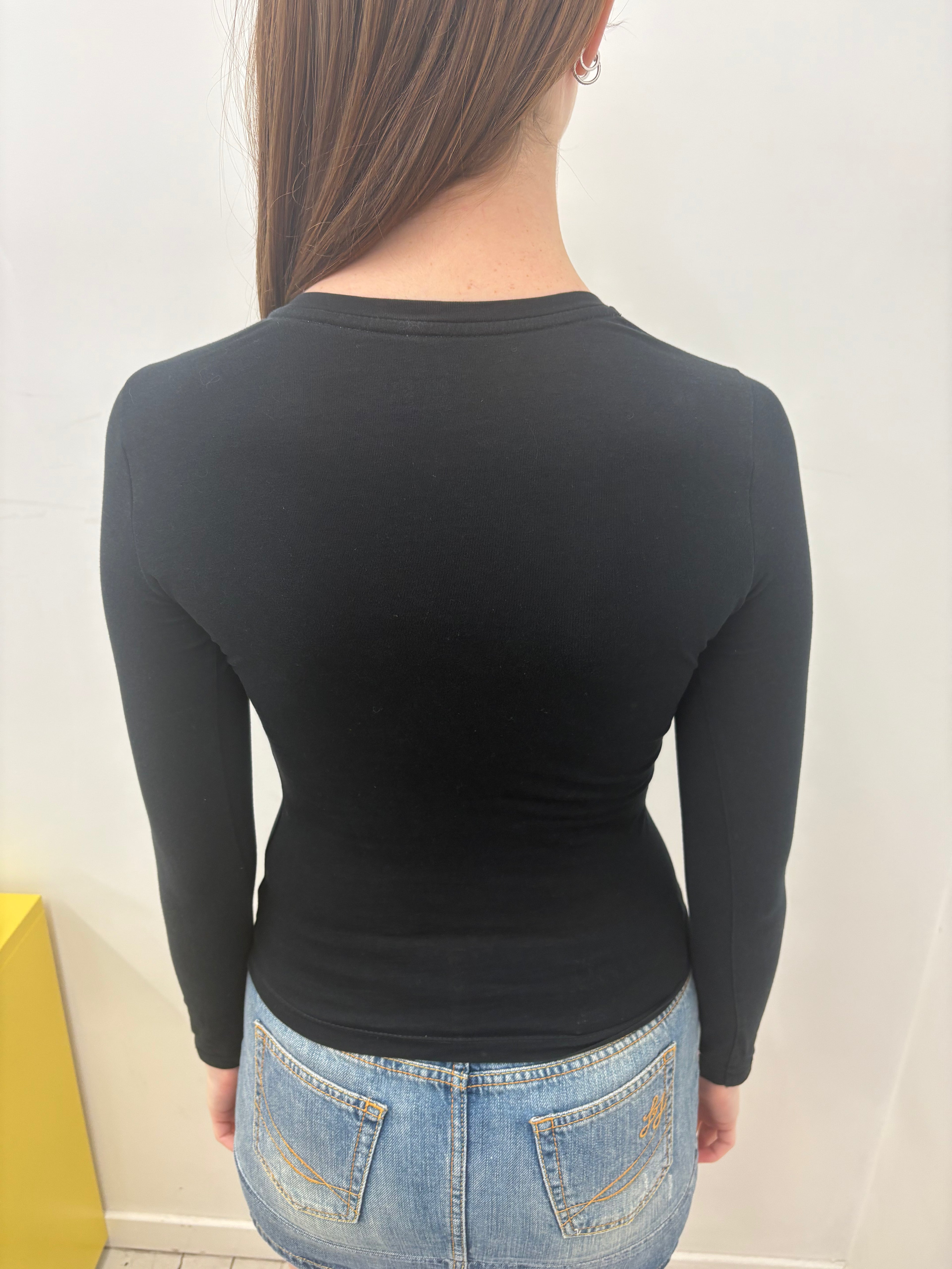 Black Calvin Klein Jeans Rhinestone Logo Long Sleeve