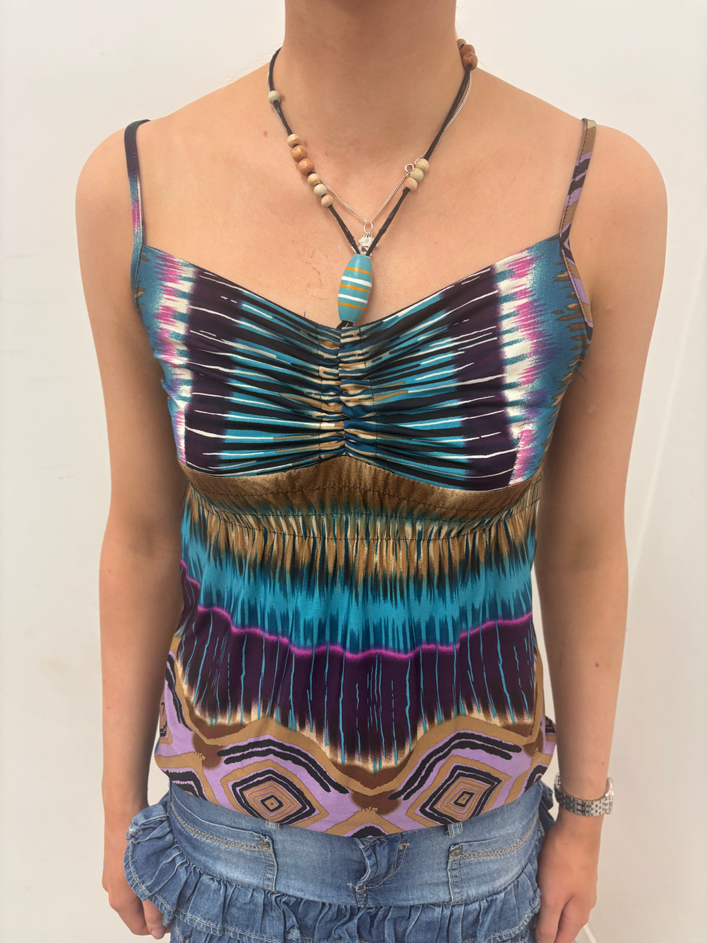 Ombre Tie-Dye Ruched Cami Top Y2K