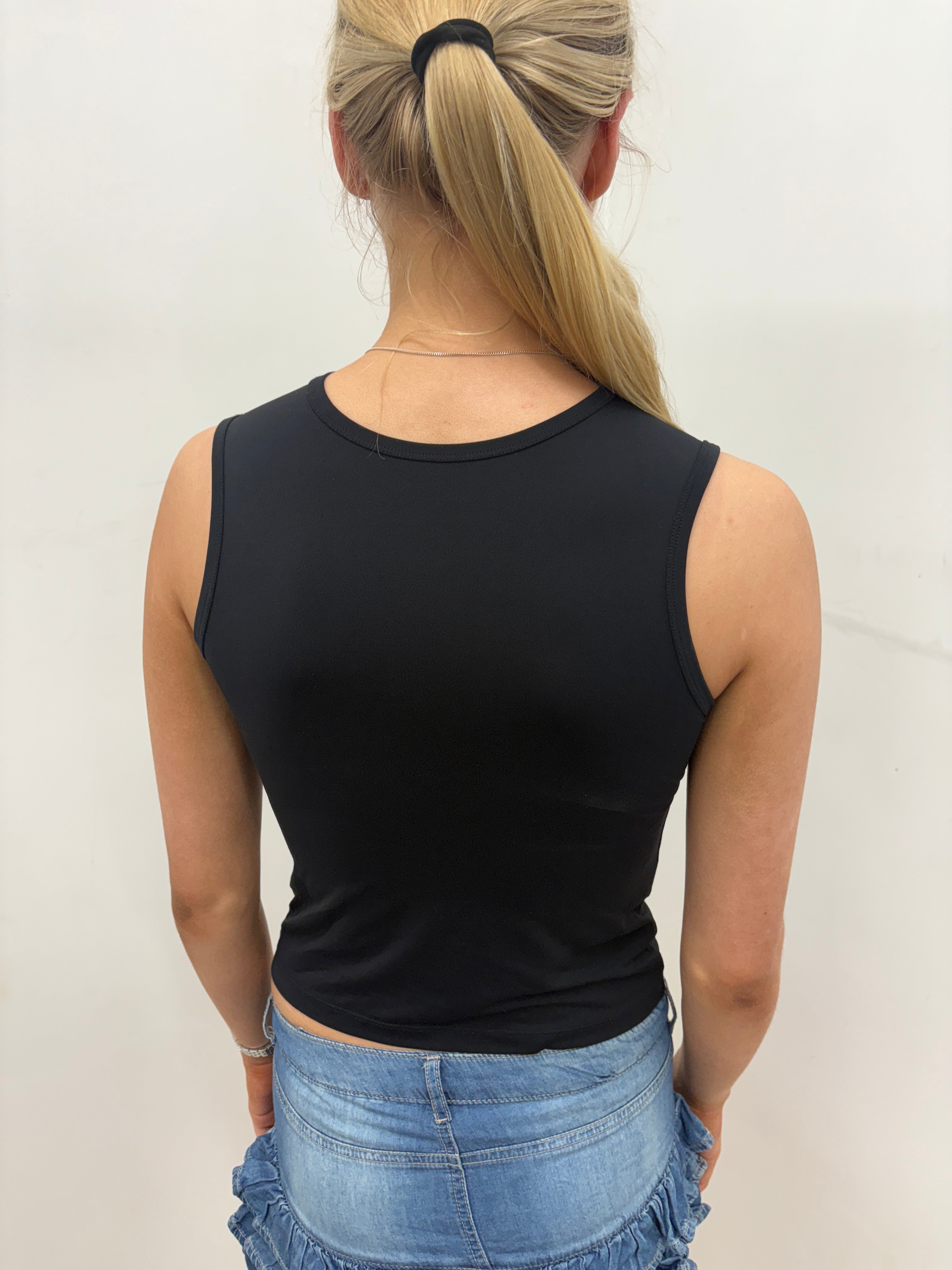 Black Rhinestone Bra Outline Tank Top