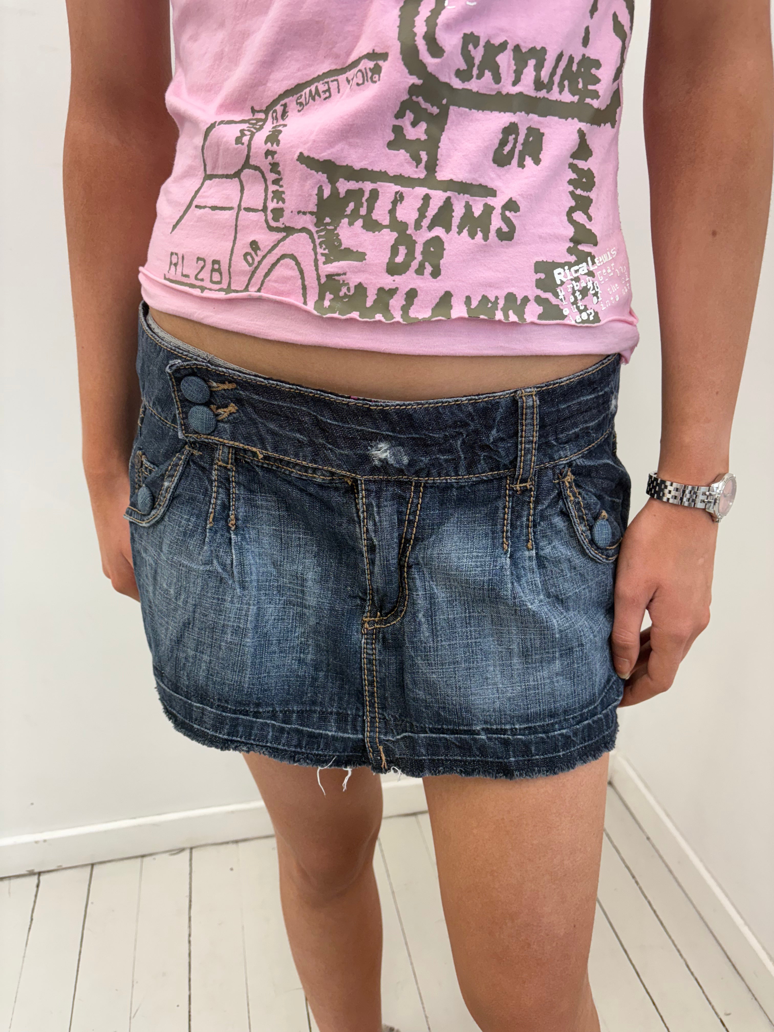 Y2K Dark Wash Denim Mini Skirt