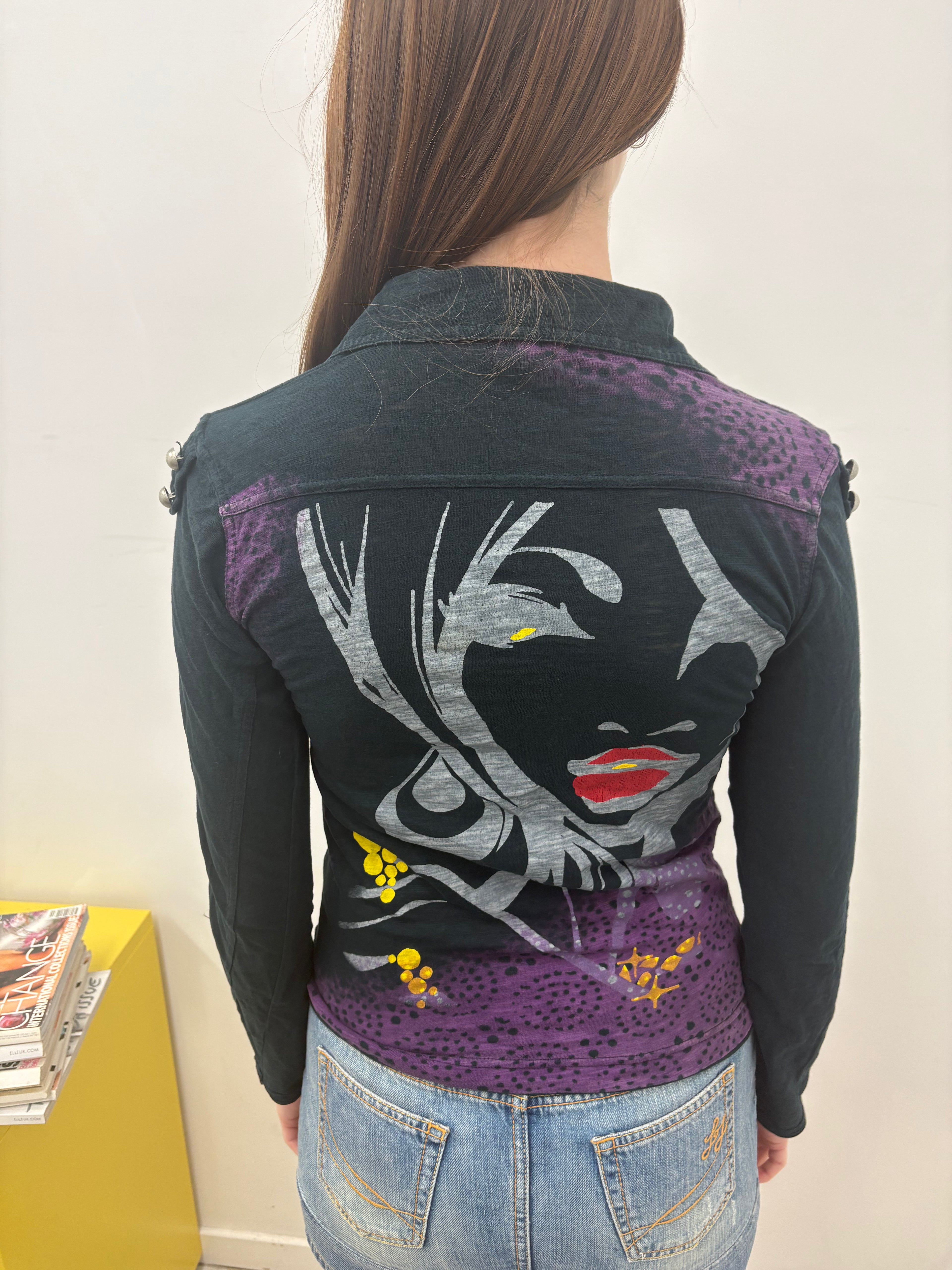Dark Grey Utility Polo Long Sleeve Graphic Top