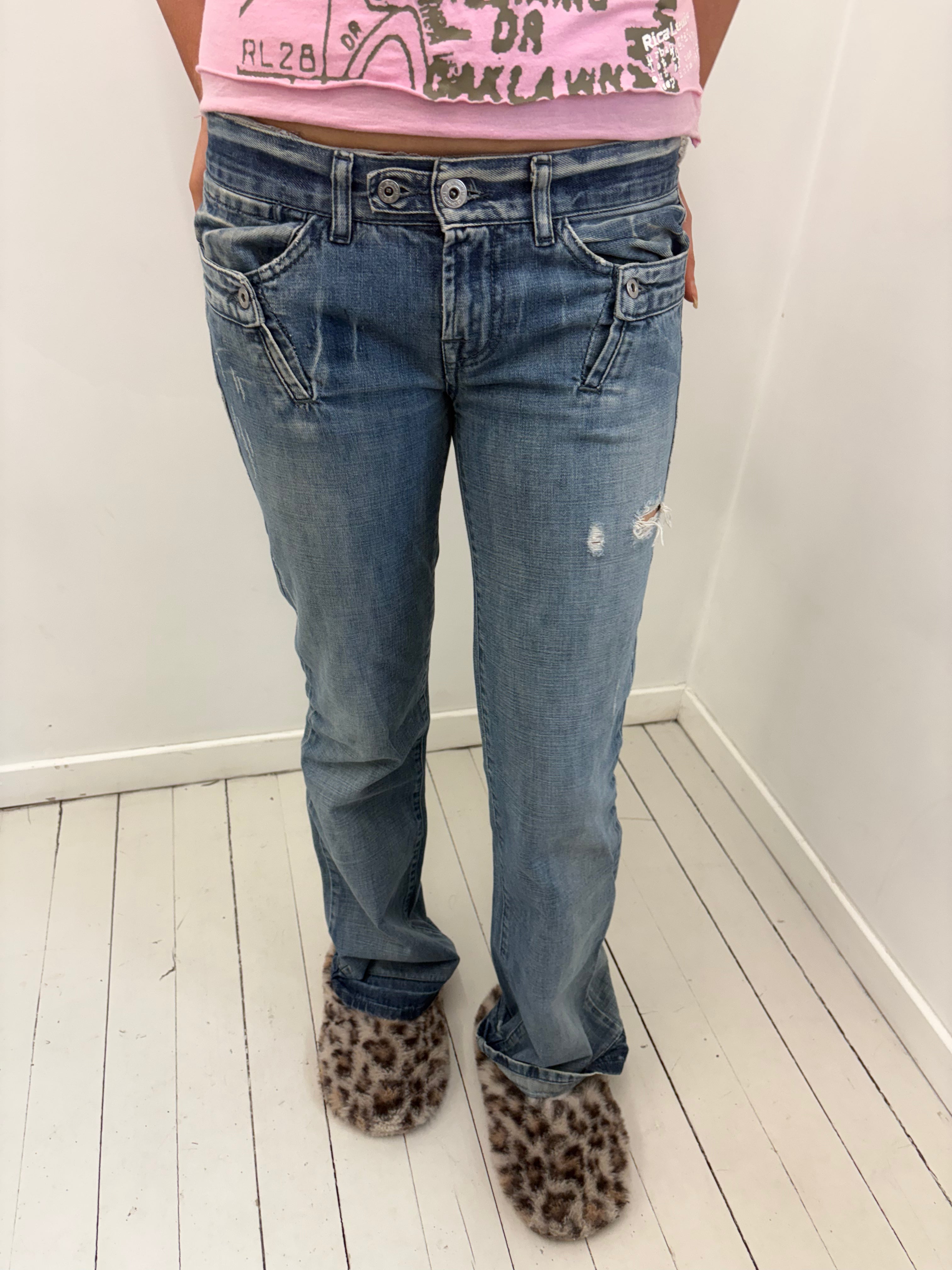Y2K Low Rise Straight Leg Jeans