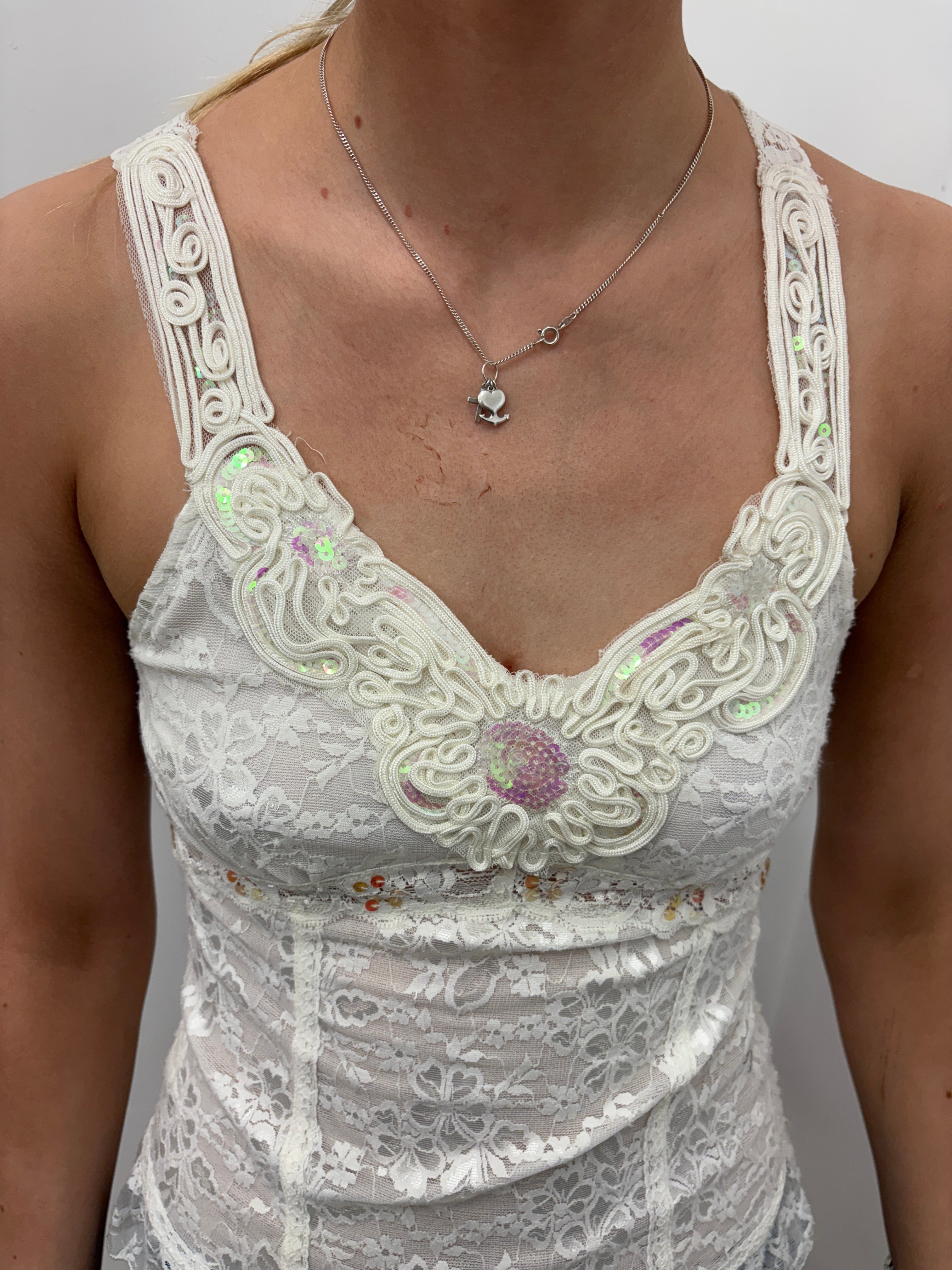 Ivory Lace Soutache Trim Cami Top