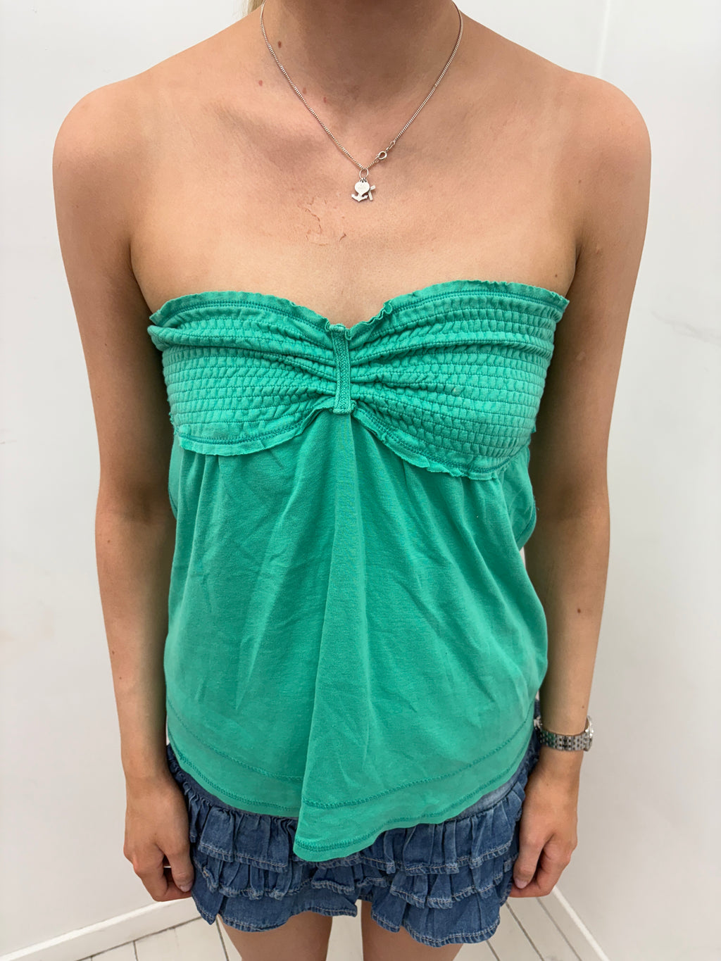 Green Ombre Smocked Bandeau Top