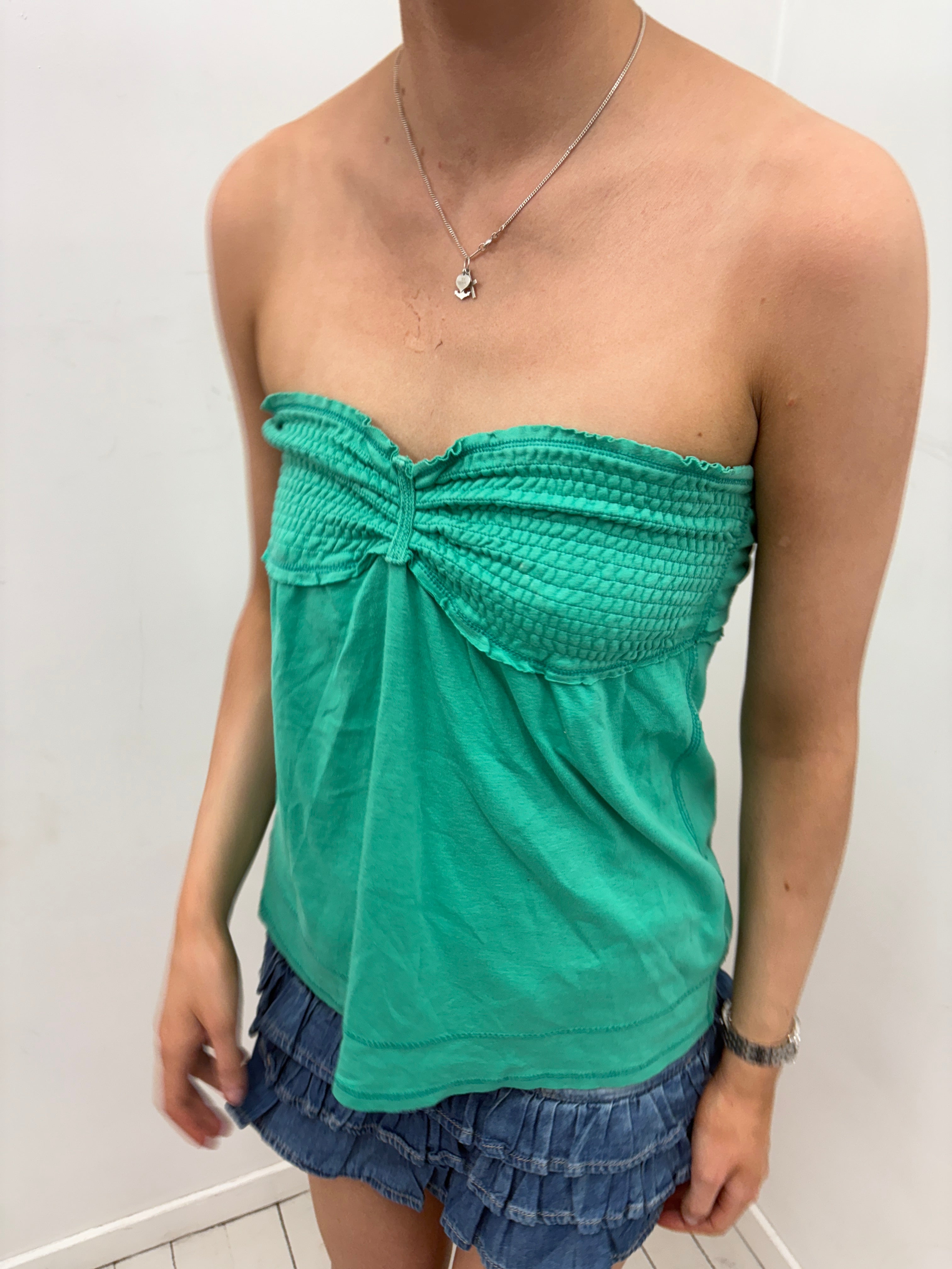 Green Ombre Smocked Bandeau Top