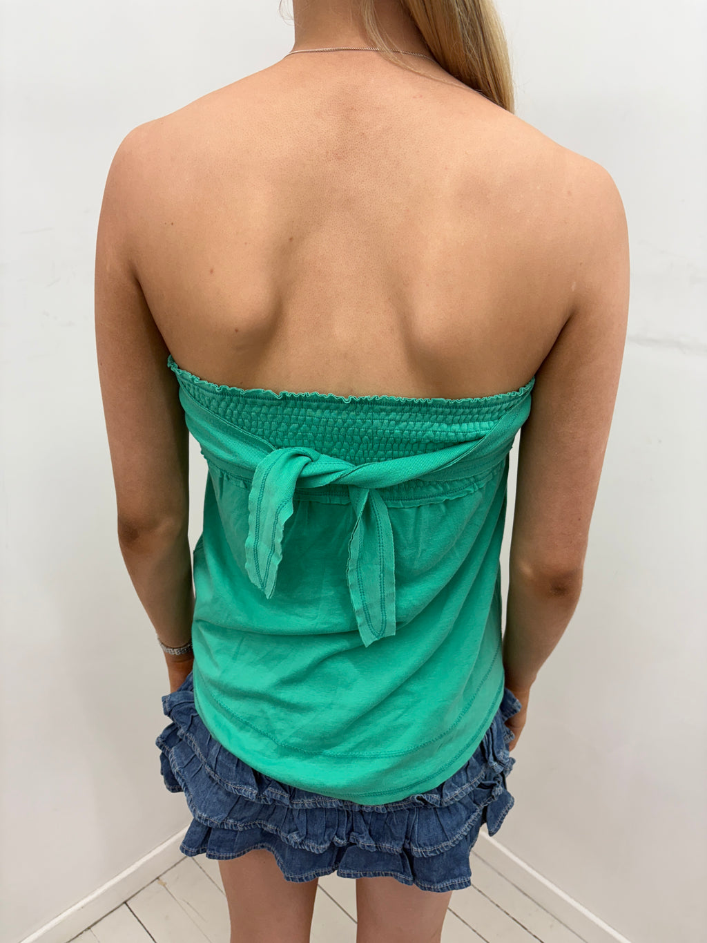 Green Ombre Smocked Bandeau Top