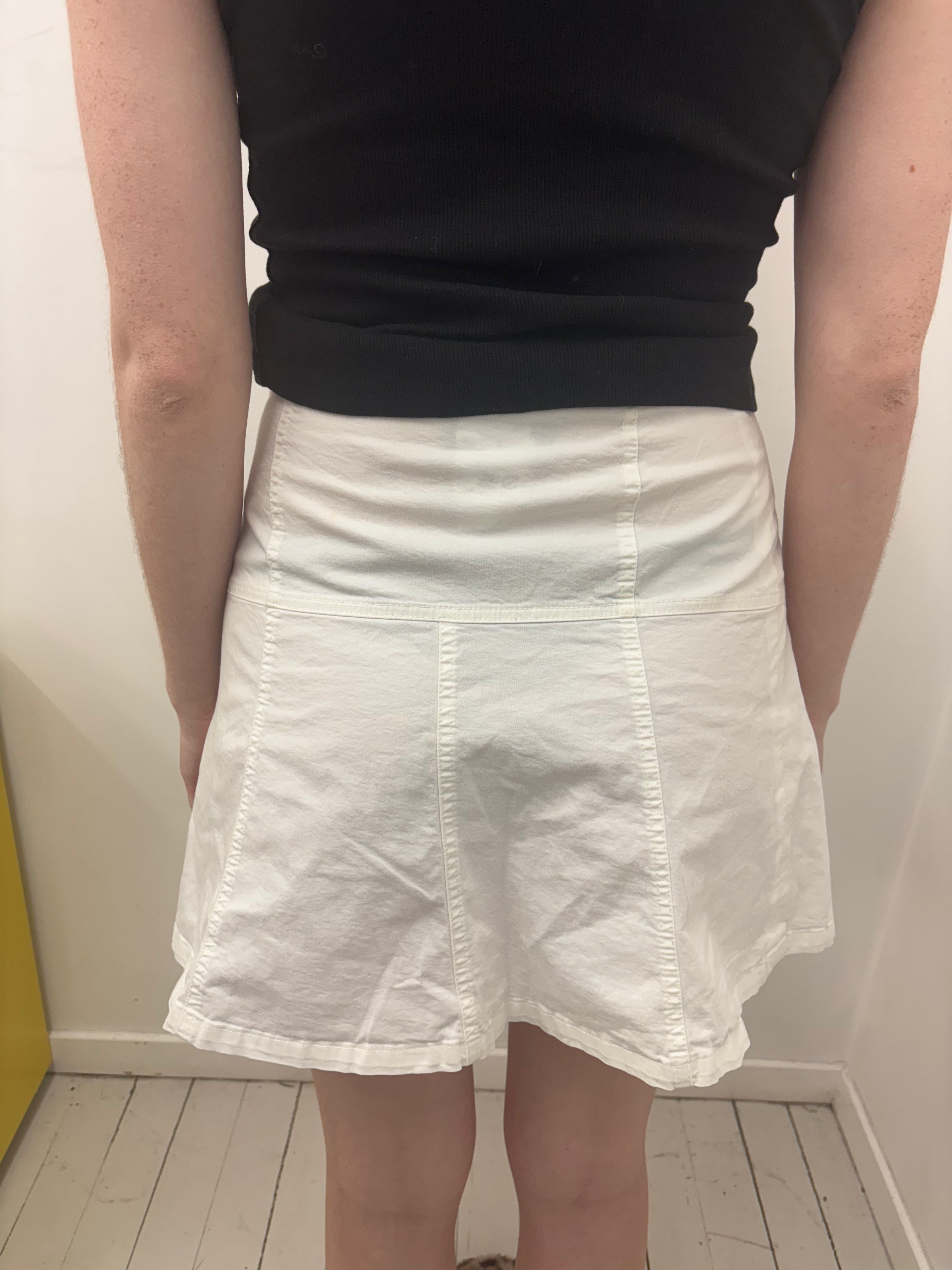 White Structured Panelled Cotton Mini Skirt Vintage