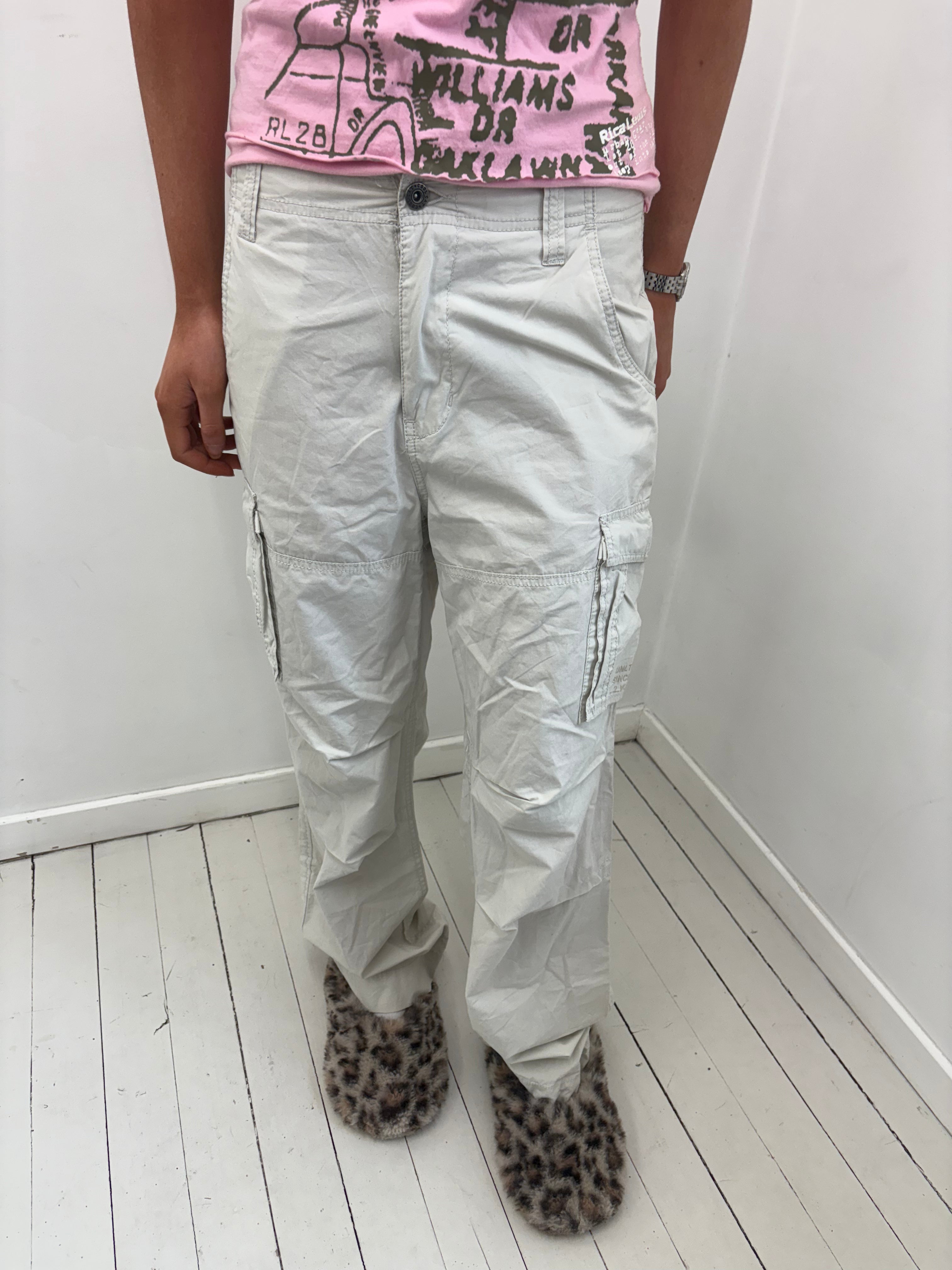 Y2K White Cargo Pants