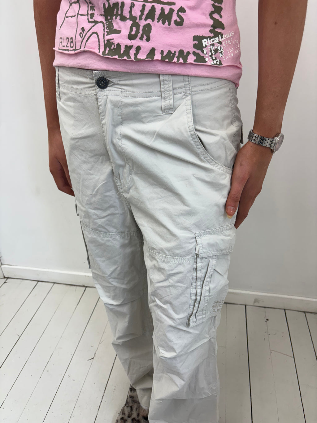 Y2K White Cargo Pants
