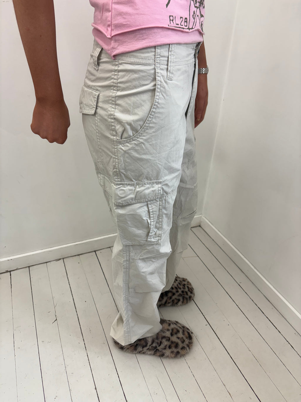 Y2K White Cargo Pants