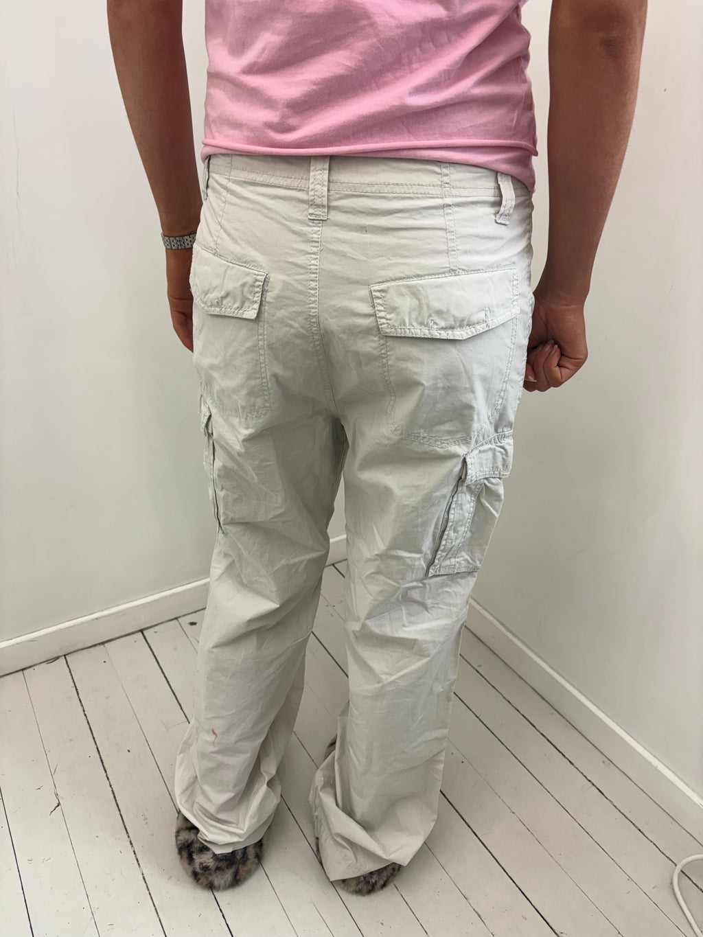 Y2K White Cargo Pants