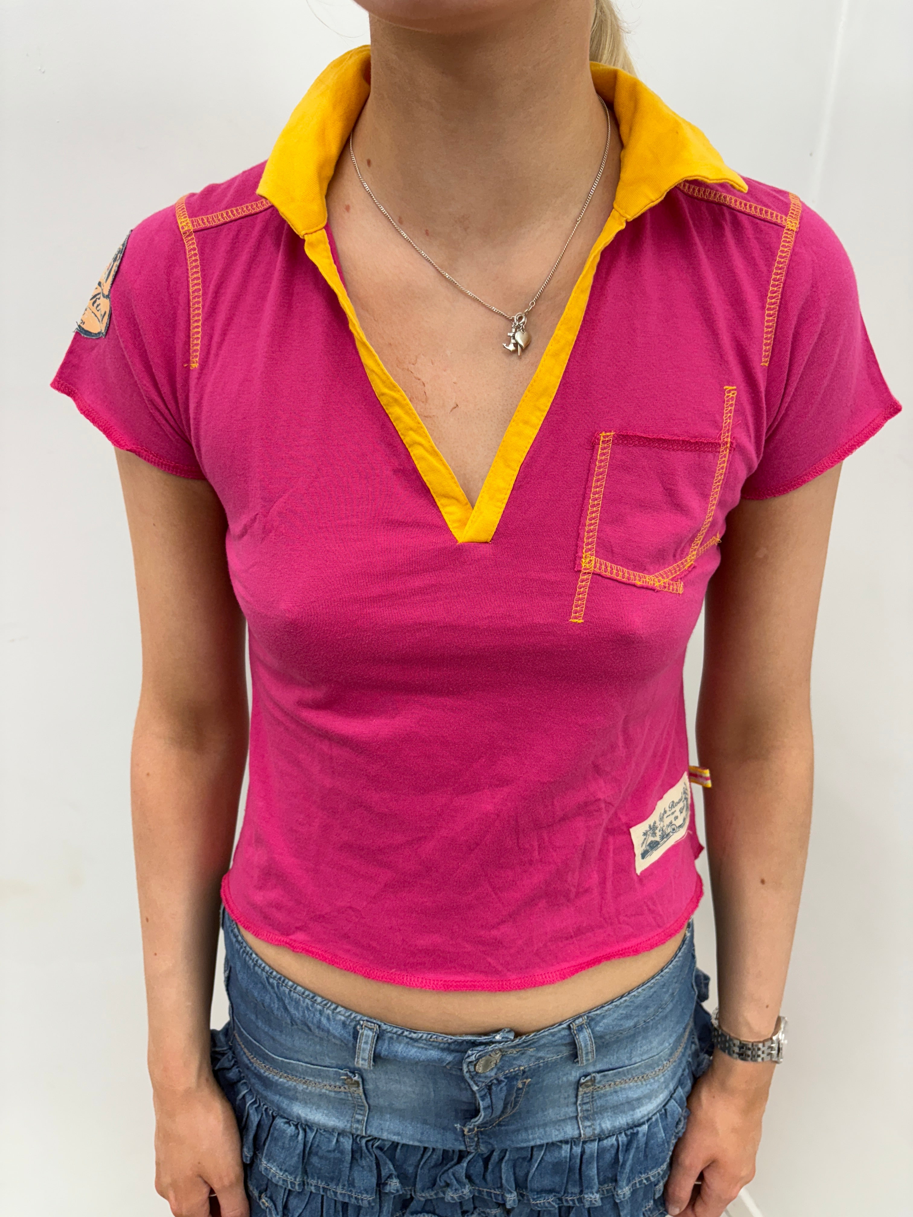 Pink Yellow Colorblock High Road Polo