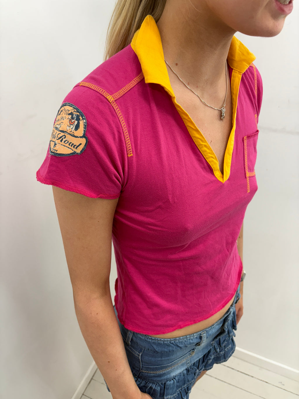 Pink Yellow Colorblock High Road Polo