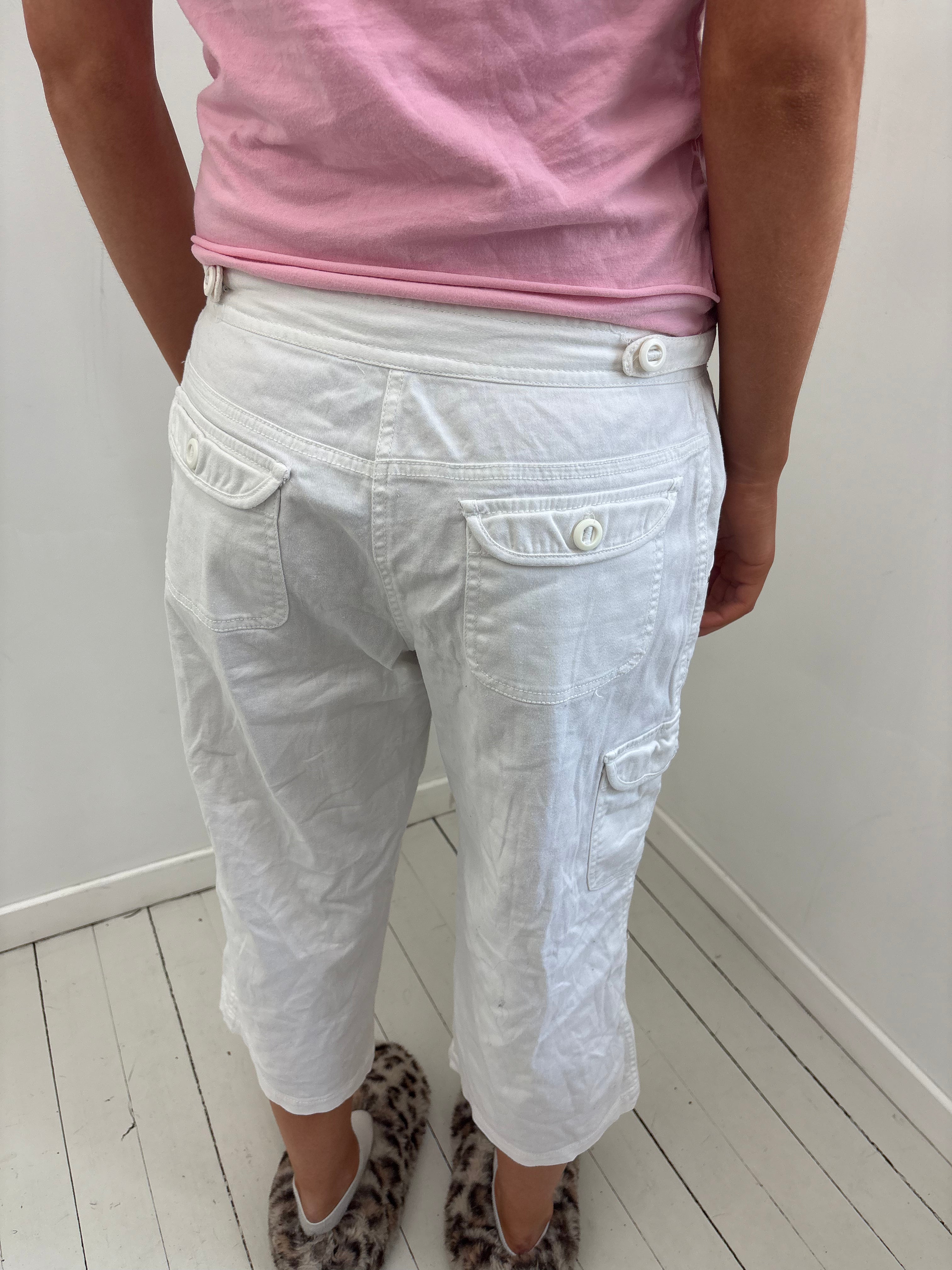 Y2K White Capri Cargo Pants