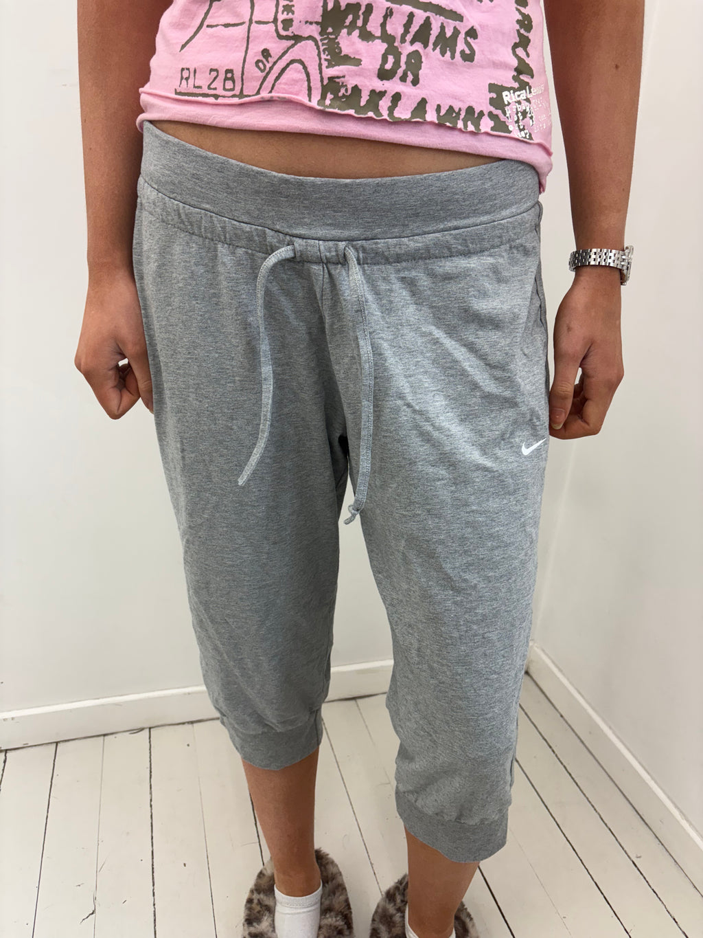 Nike Grey Marl Cropped Jogger Capri Sweatpants