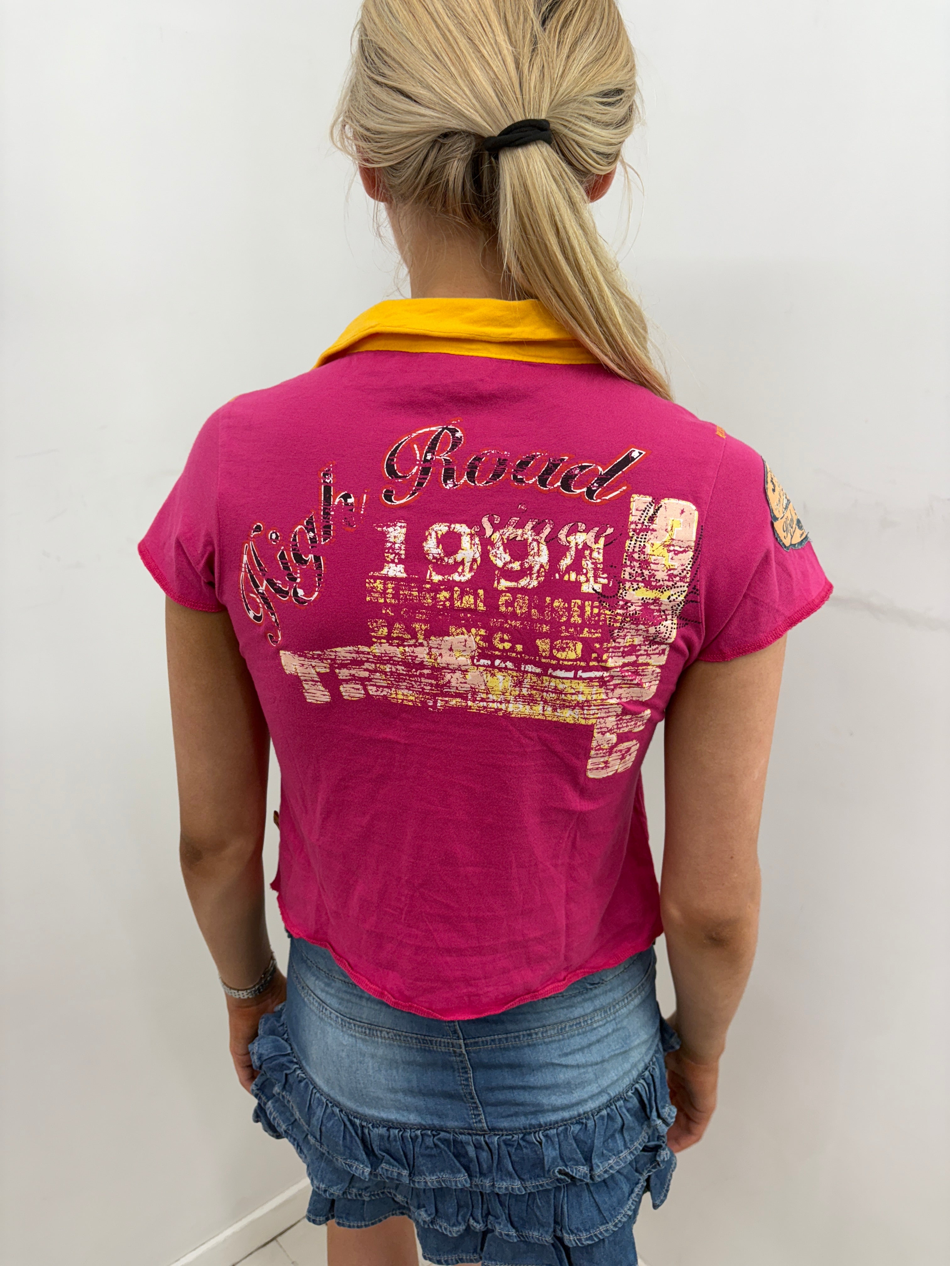 Pink Yellow Colorblock High Road Polo