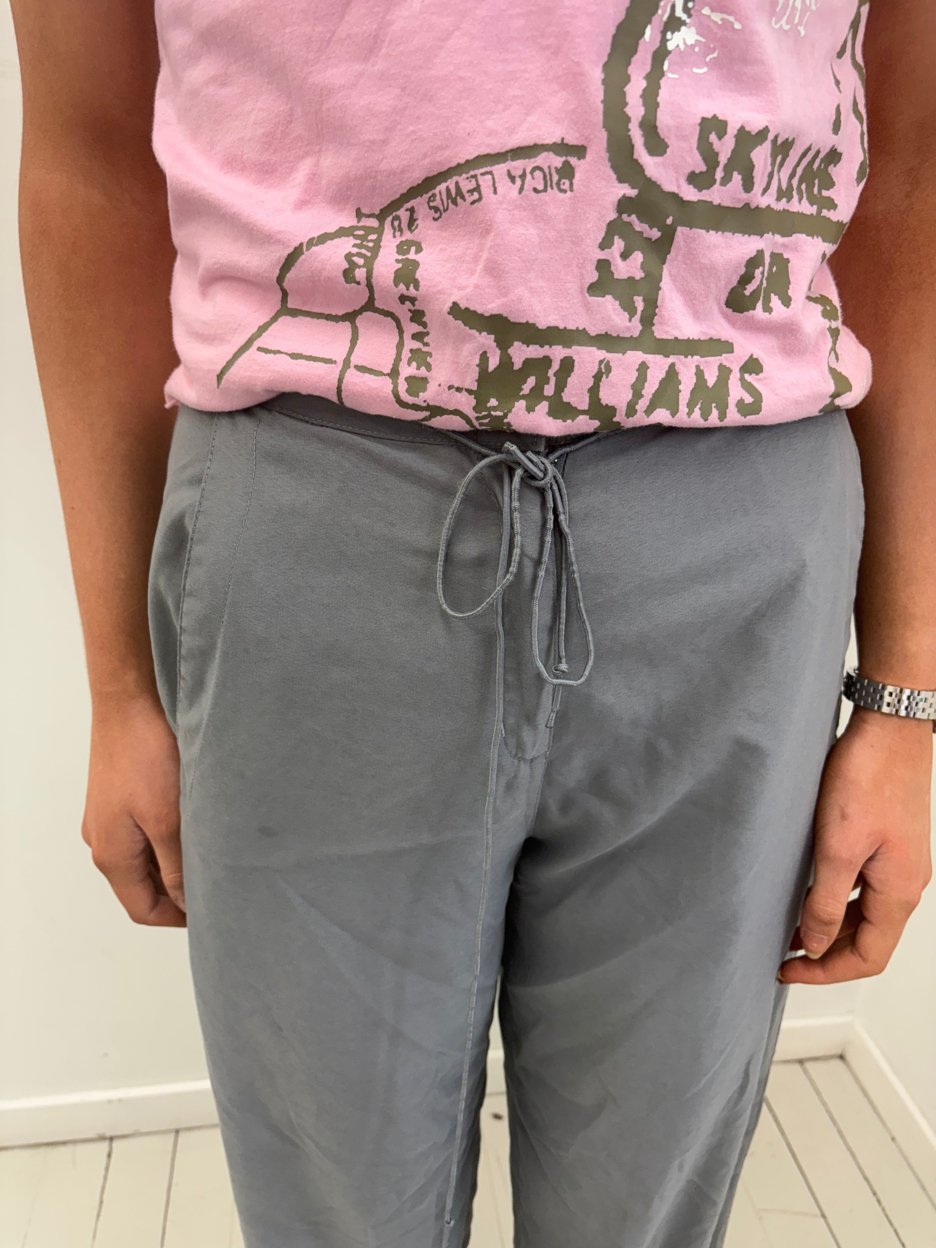 Nike Grey Lightweight Drawstring Trousers Y2K