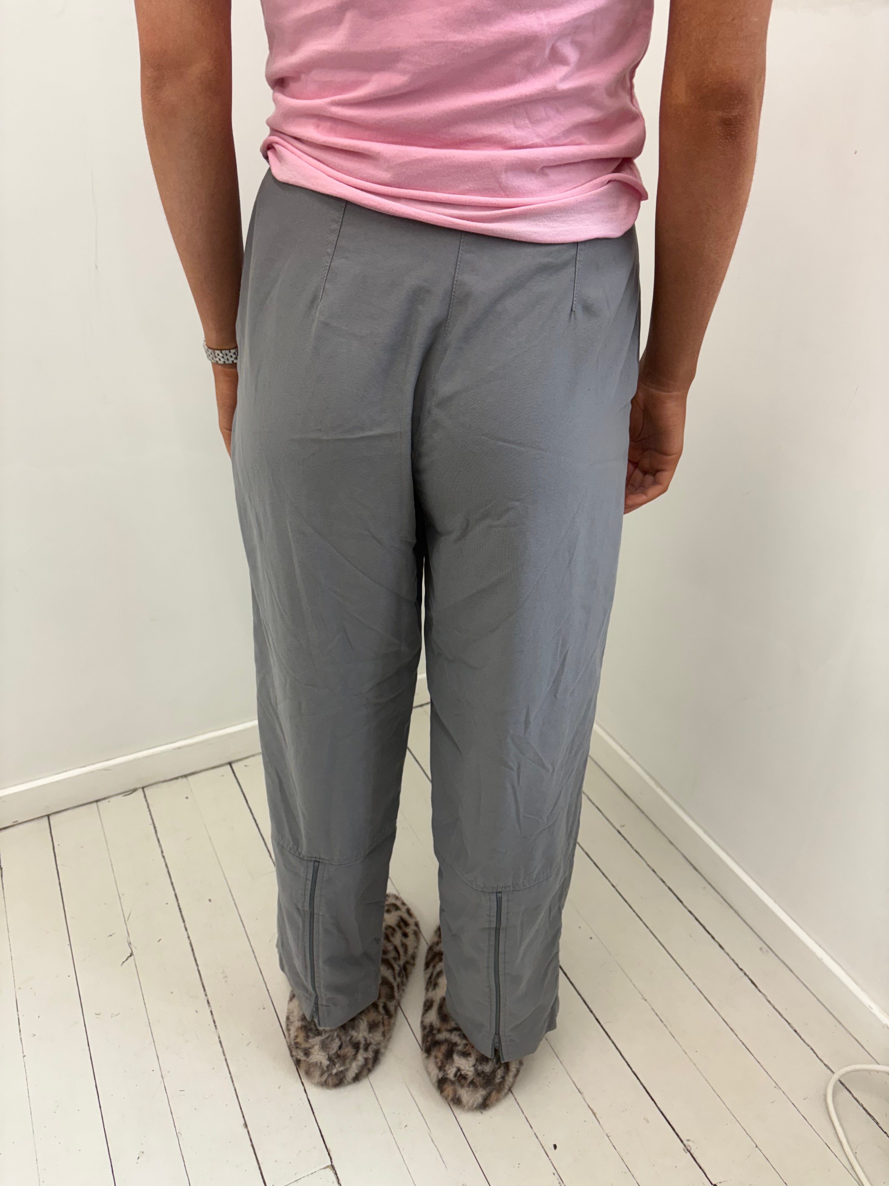 Nike Grey Lightweight Drawstring Trousers Y2K