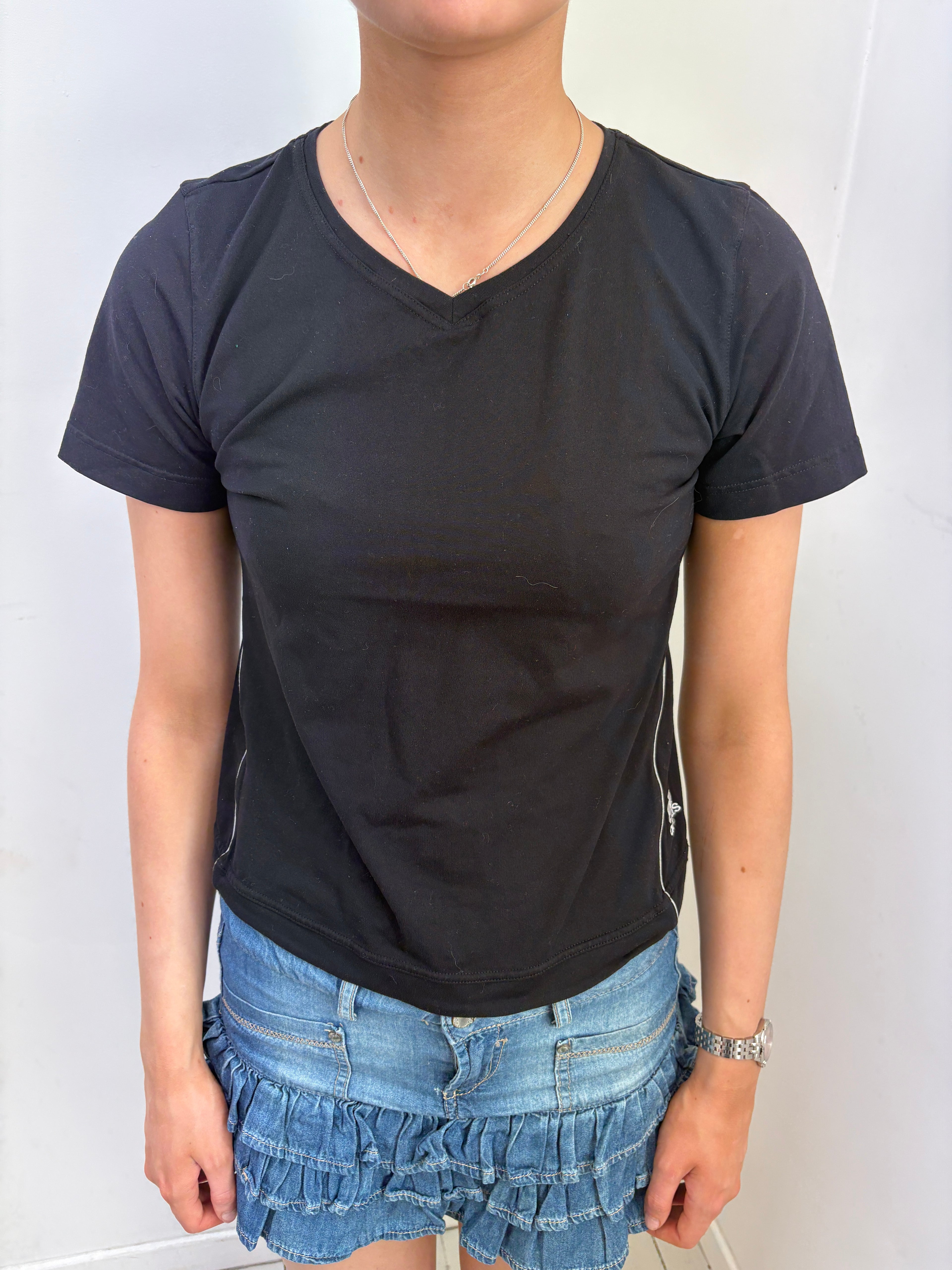 Black Adidas V-Neck Sport Tee