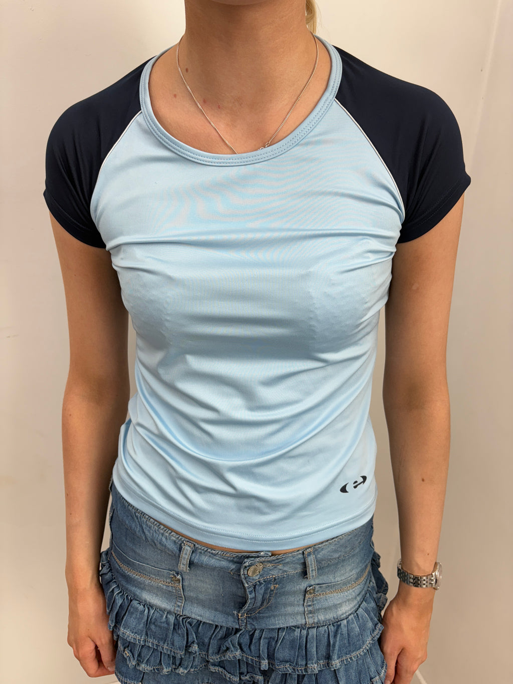Sky Blue Navy Raglan Sport Tee