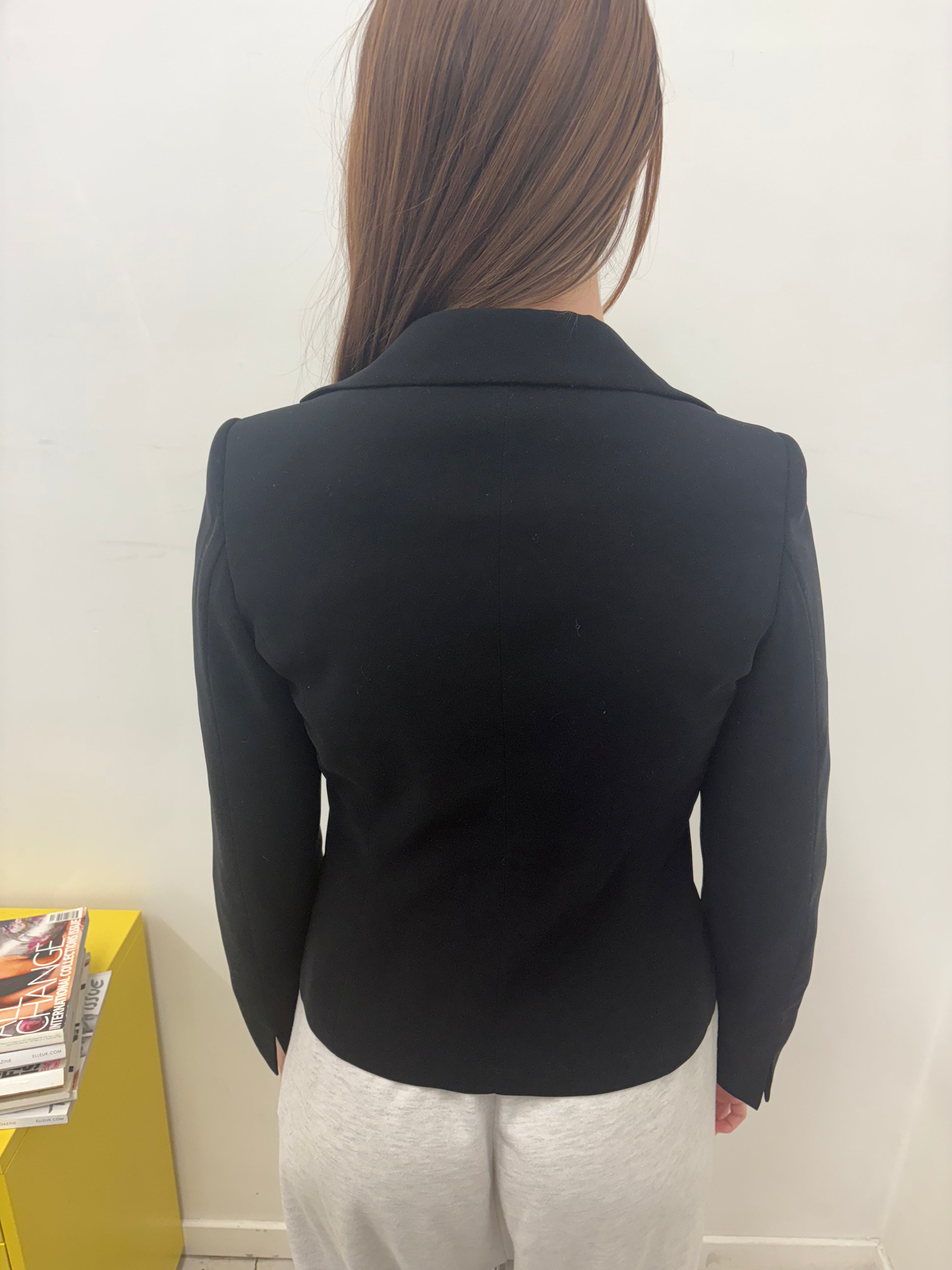 Black Structured Blazer Silver Ring Tie Detail