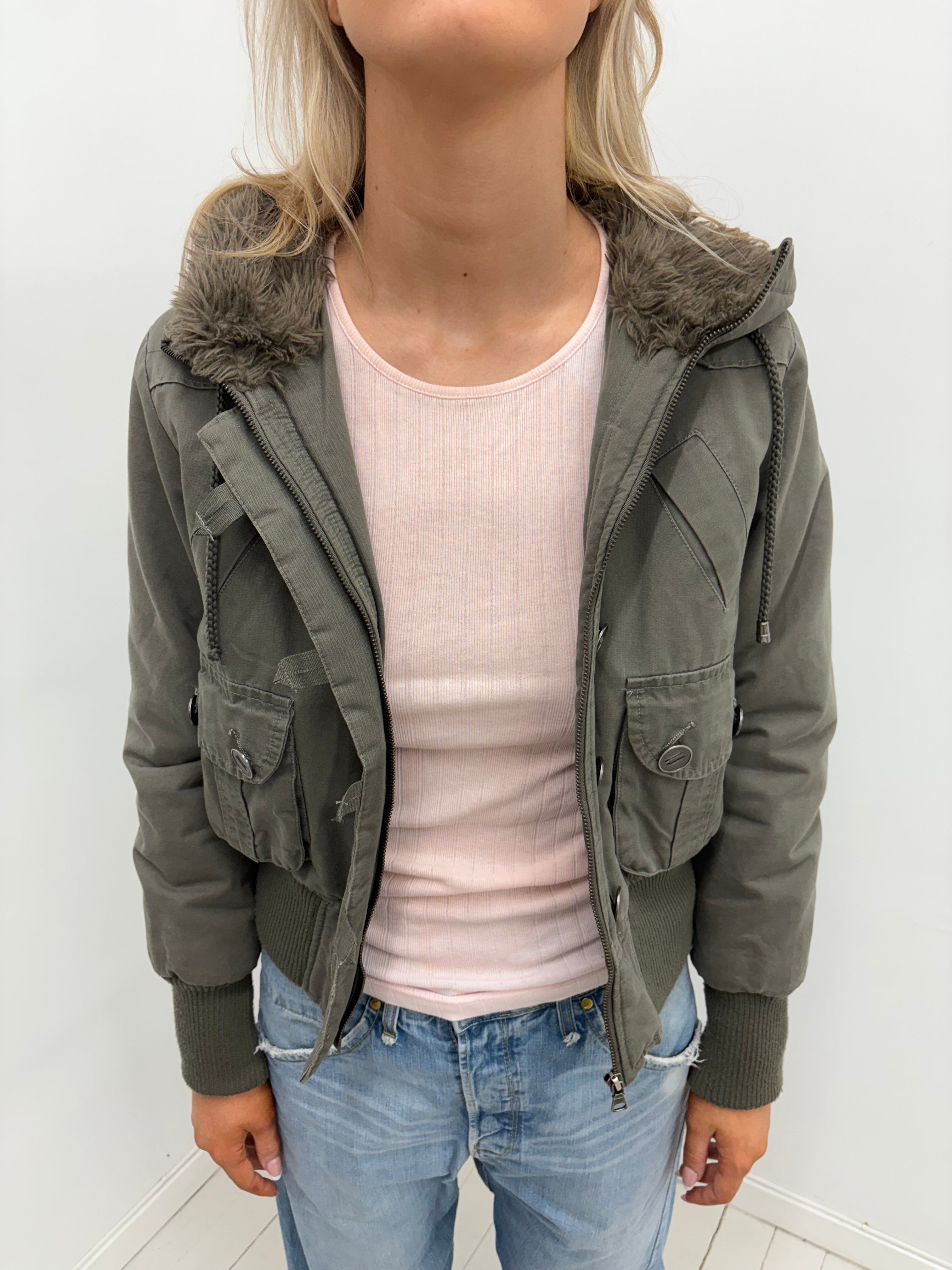 Khaki Utility Hooded Jacket