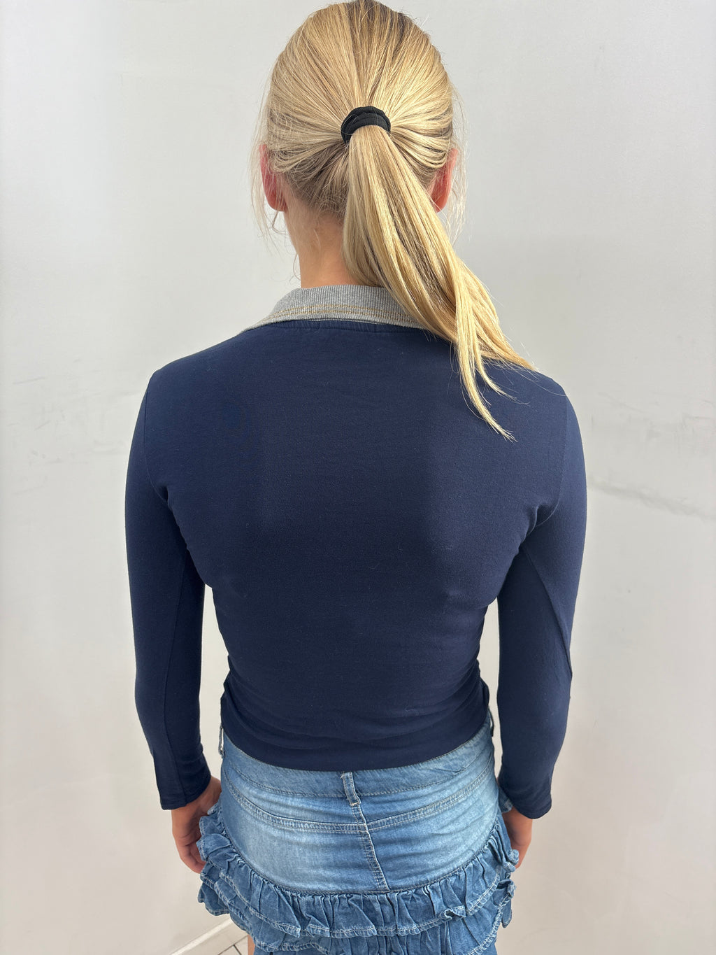 Navy Grey Collar B&A Logo Polo