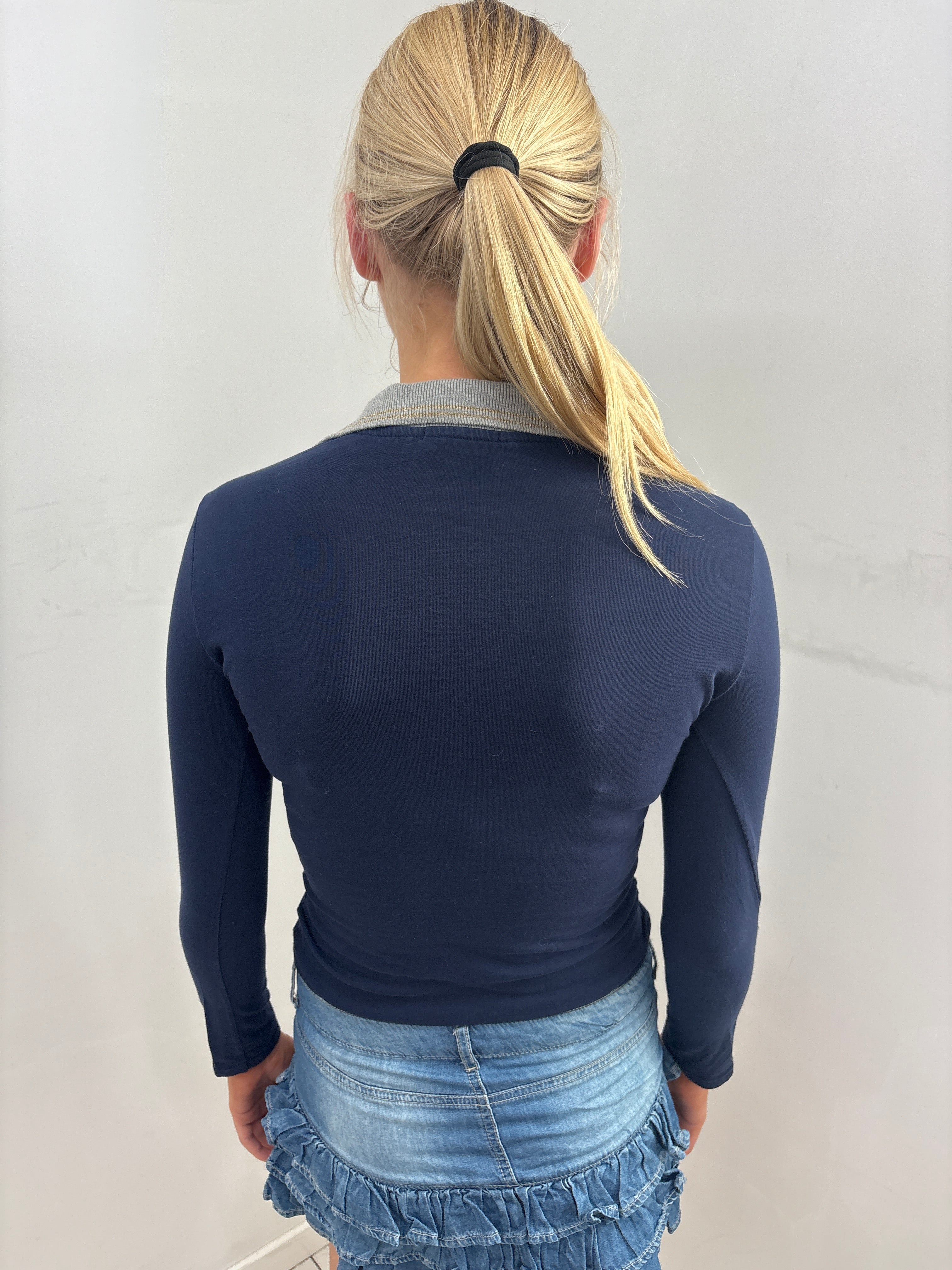 Navy Grey Collar B&A Logo Polo