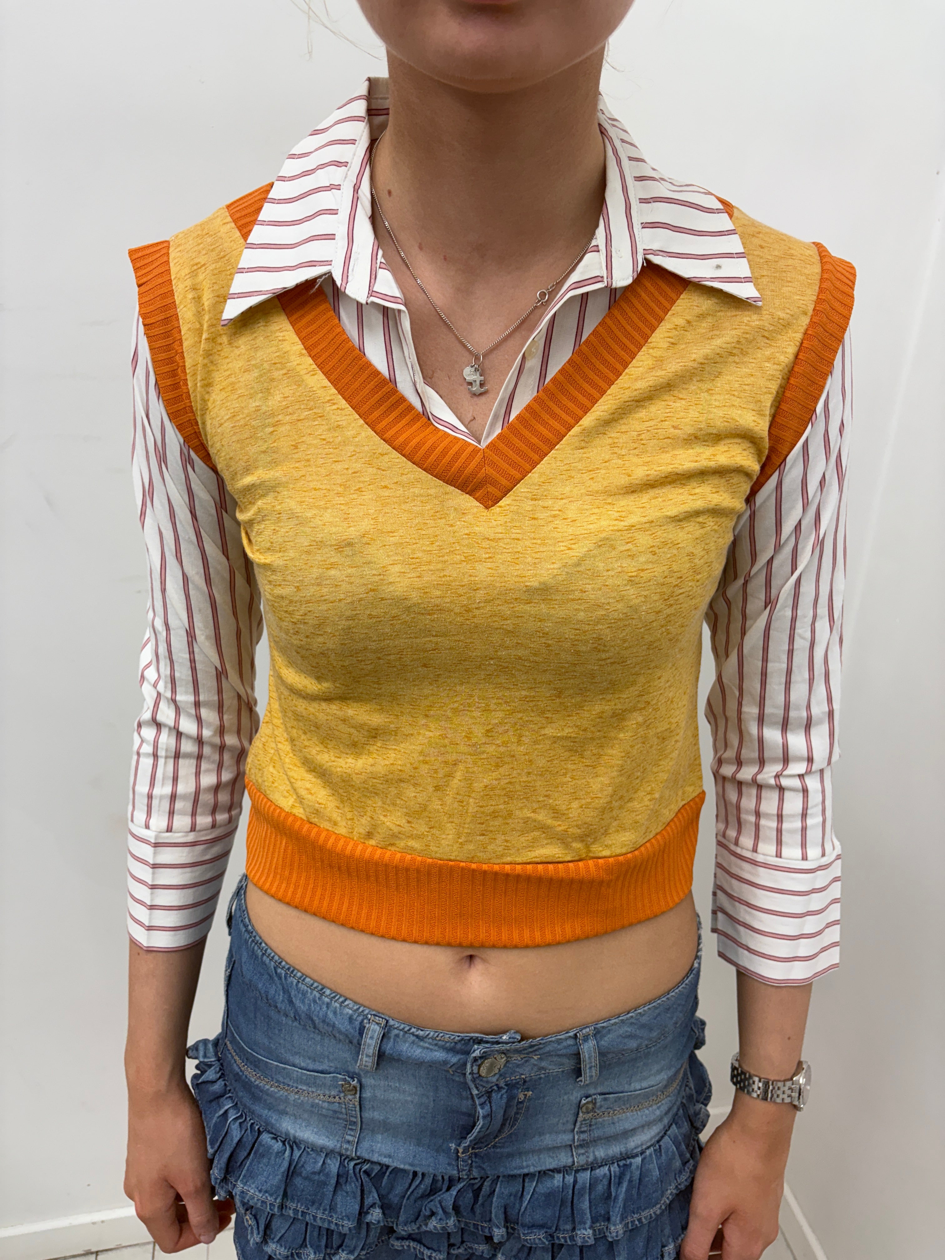 Mustard V-Neck Sweater Vest