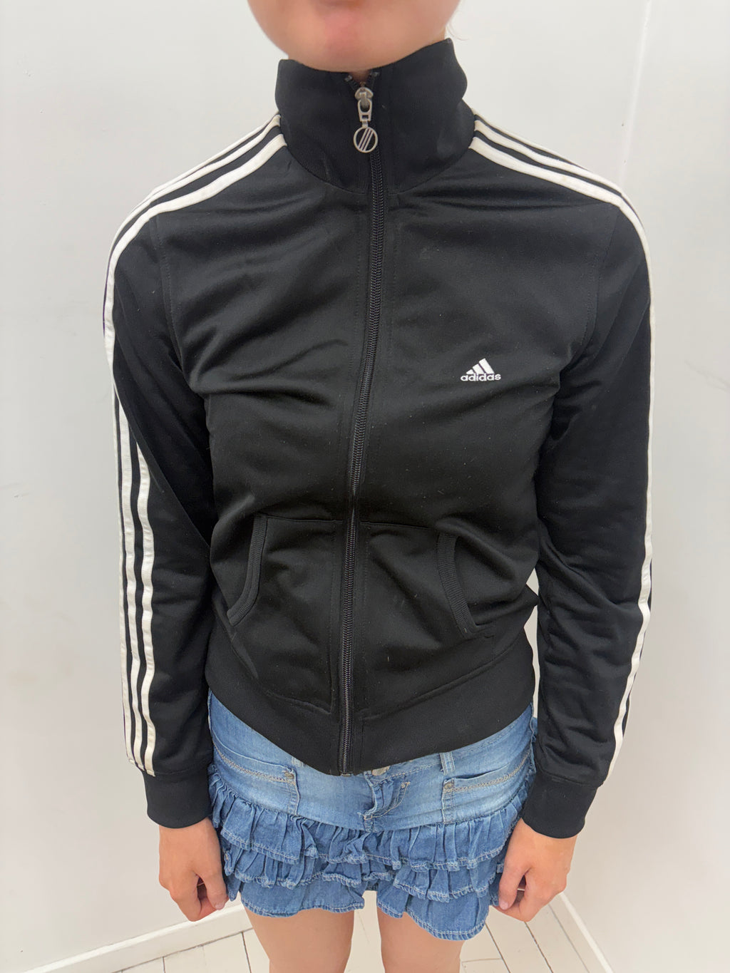 Black Adidas Three Stripe Track Jacket